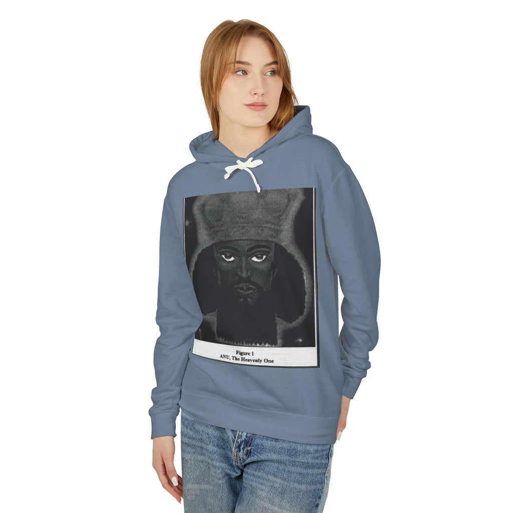Artistic Unisex Lightweight Hooded Sweatshirt, Unique Graphic Hoodie, Anu The Heavenly One Design, Comfort Wear, Streetwear Style