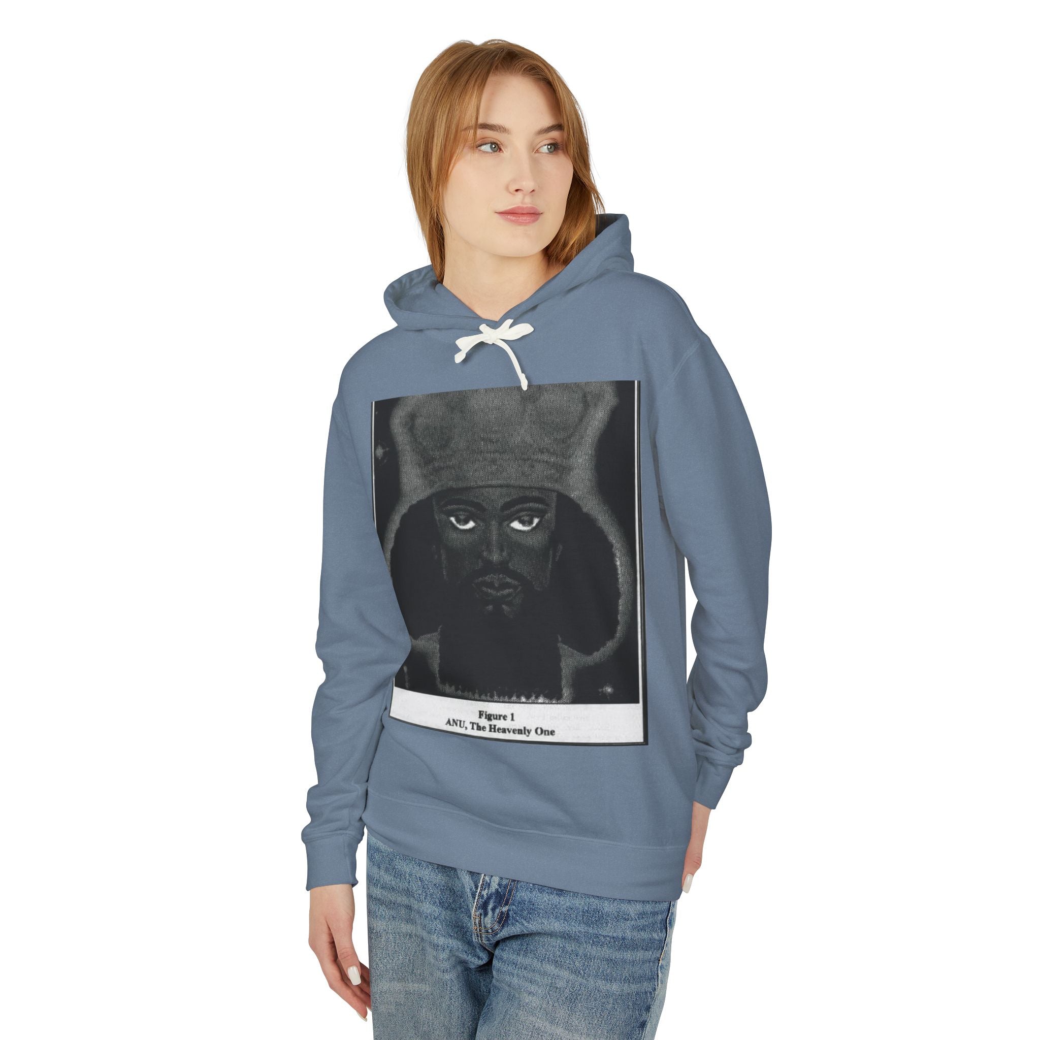 Artistic Unisex Lightweight Hooded Sweatshirt, Unique Graphic Hoodie, Anu The Heavenly One Design, Comfort Wear, Streetwear Style