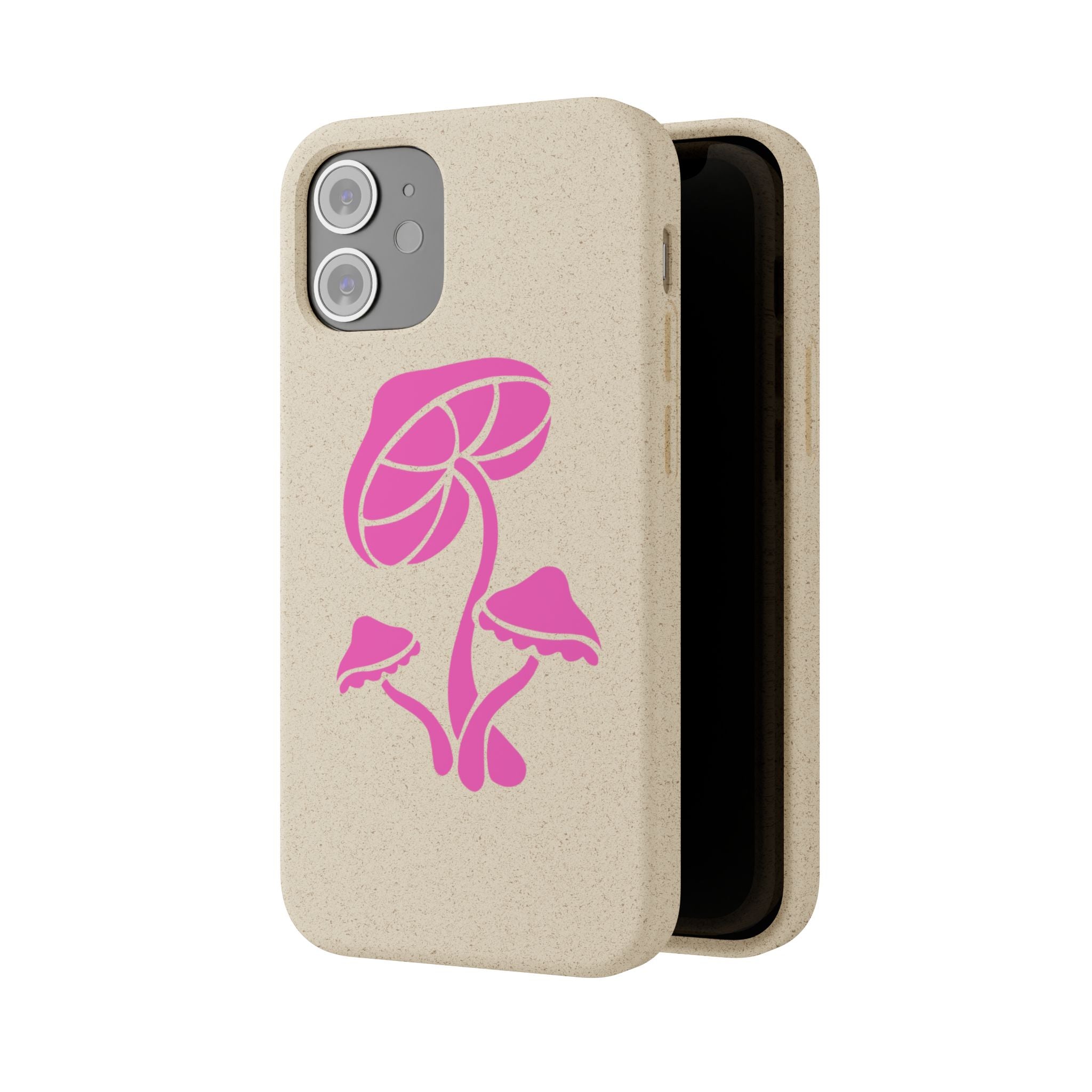 Eco-Friendly Phone Case with Pink Mushroom Design, Biodegradable Phone Cover, Sustainable Gift for Nature Lovers, Earth Day Gift, Cute Phone
