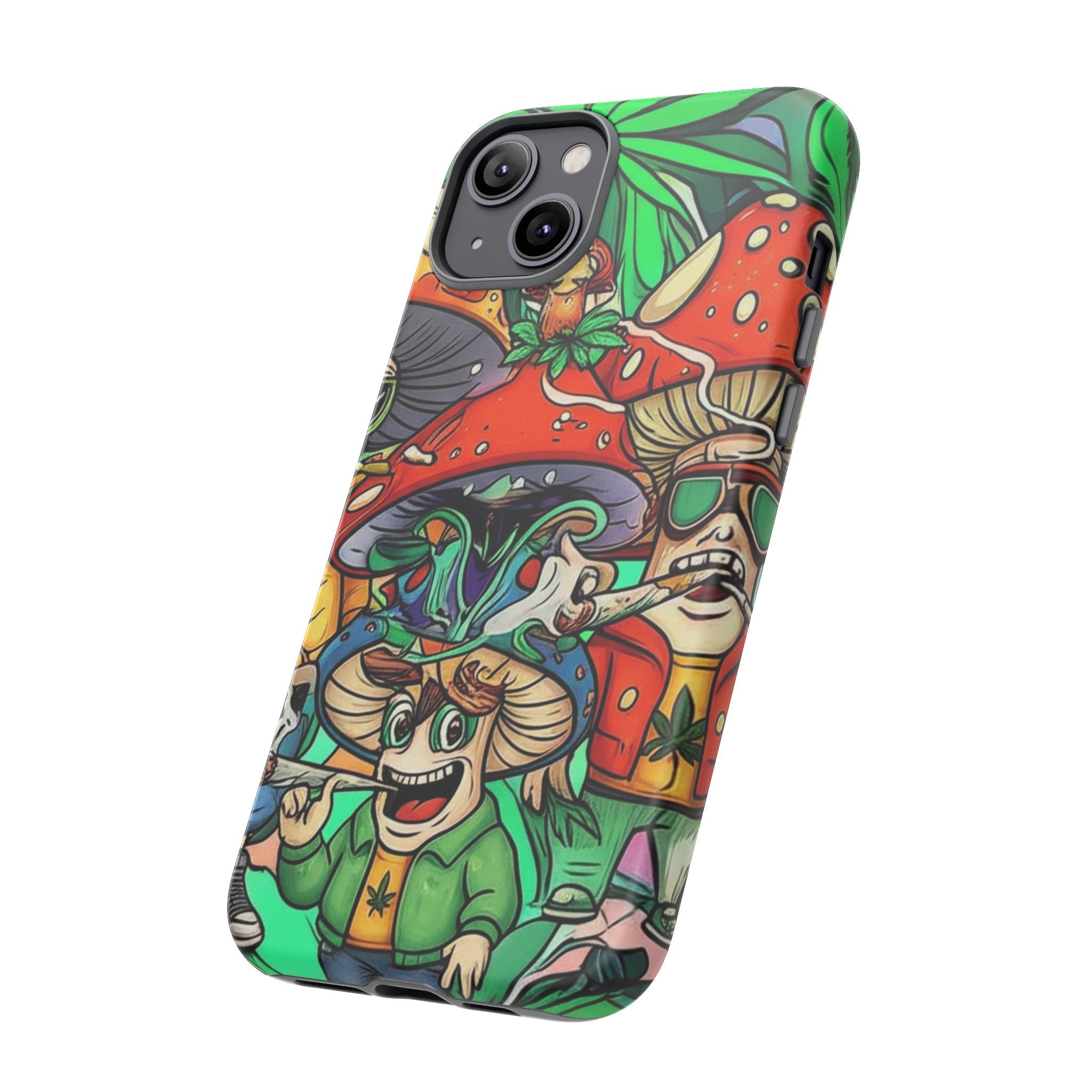 Vibrant Phone Case Featuring Funky Mushroom Art, Tough Cases, Trendy Accessories, Unique Gifts, Eclectic Style, Phone Protection