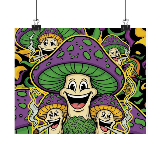 Vibrant Mushroom Art Print, Groovy Wall Decor, Funky Poster for Music Lovers, Unique Home Aesthetic, Gift for Friends, Psychedelic Art