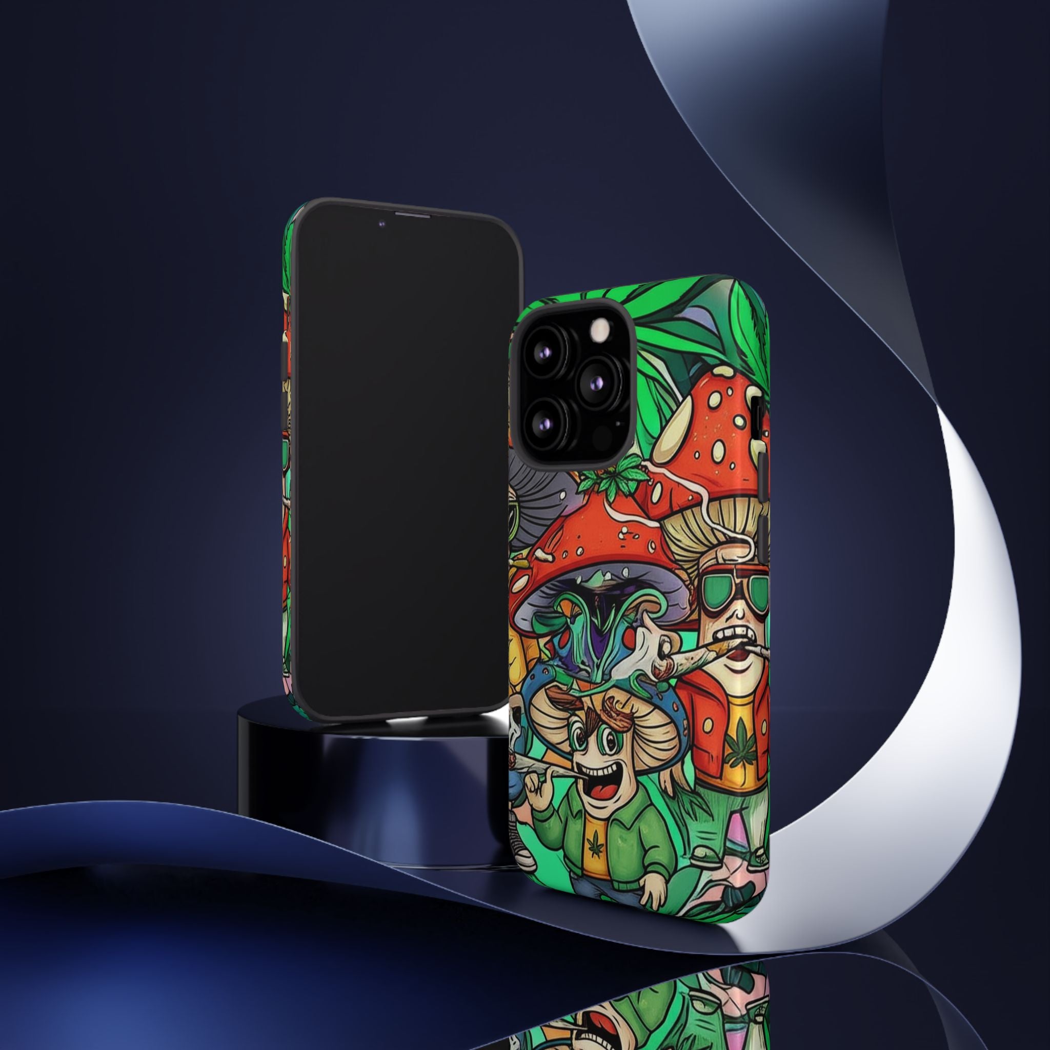 Vibrant Phone Case Featuring Funky Mushroom Art, Tough Cases, Trendy Accessories, Unique Gifts, Eclectic Style, Phone Protection
