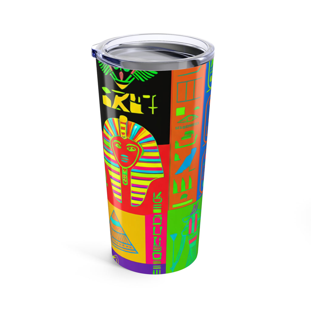 Colorful Egypt-Inspired Tumbler 20oz, Fun Travel Mug, Bohemian Drinkware, Unique Gift for Egypt Lovers, Vibrant Insulated Cup