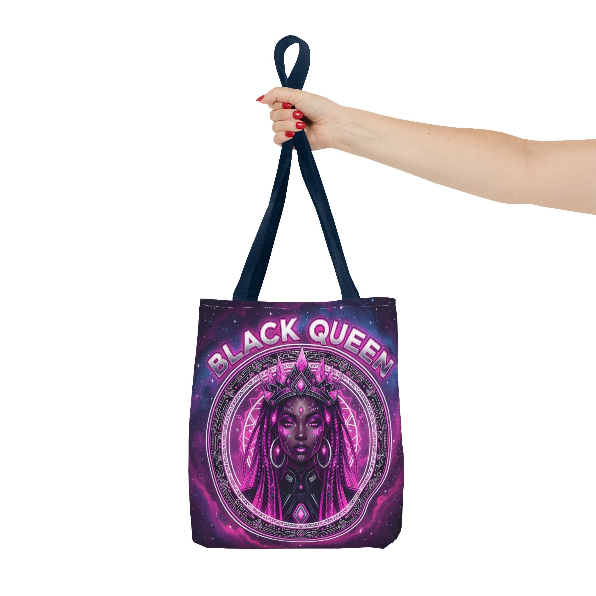 Black Queen Art Tote Bag — Afrocentric Cosmic Portrait Tote
