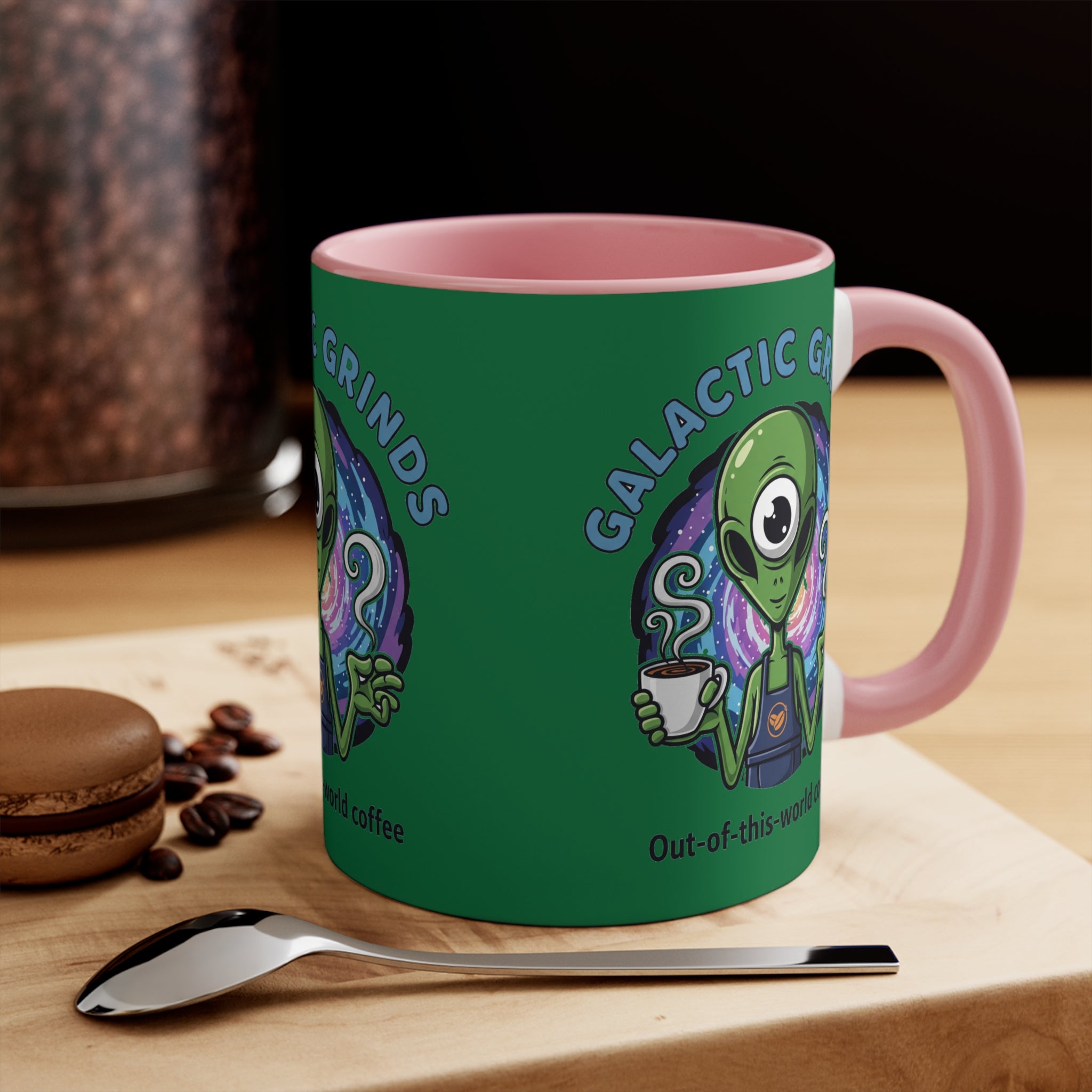 Galactic Grinds Alien Accent Mug - Fun Coffee Mug, Space Lover Gift, Unique Kitchen Decor, Whimsical Alien Design, Out-of-this-world Coffee