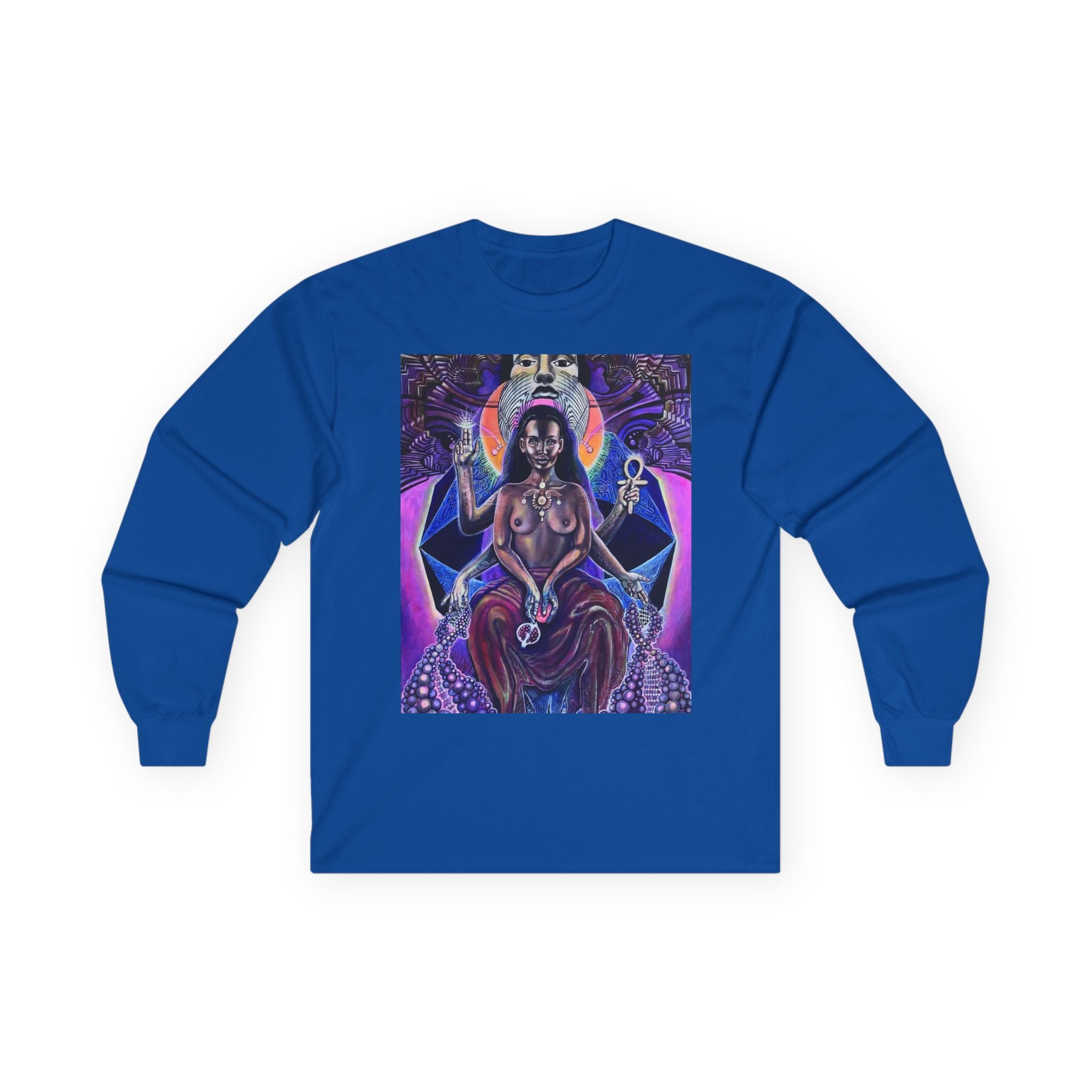 Mystical Goddess Long Sleeve Tee - Spiritual Art, Bohemian Style, Perfect for Festivals, Casual Wear, Gifts for Her