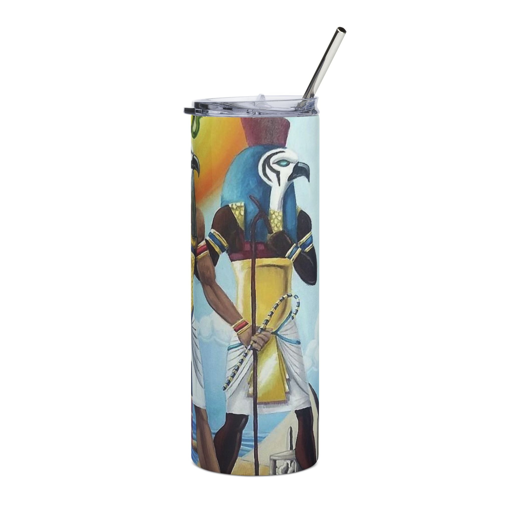 Egyptian Mythology Stainless Steel Tumbler, 20oz | Unique Gifts for Travelers, Yoga Lovers, Art Enthusiasts | Cool Drinkware for Summer,