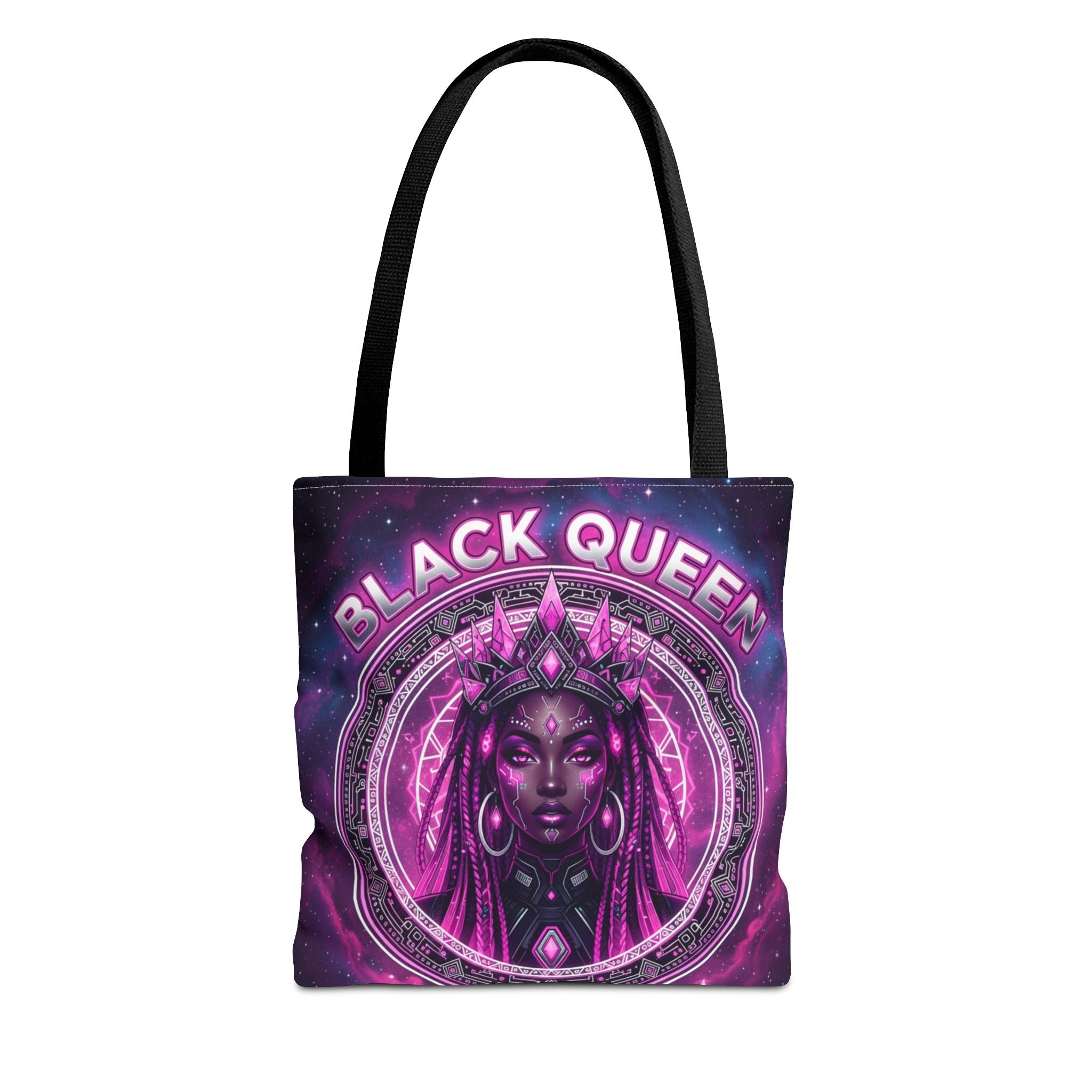 Black Queen Art Tote Bag — Afrocentric Cosmic Portrait Tote