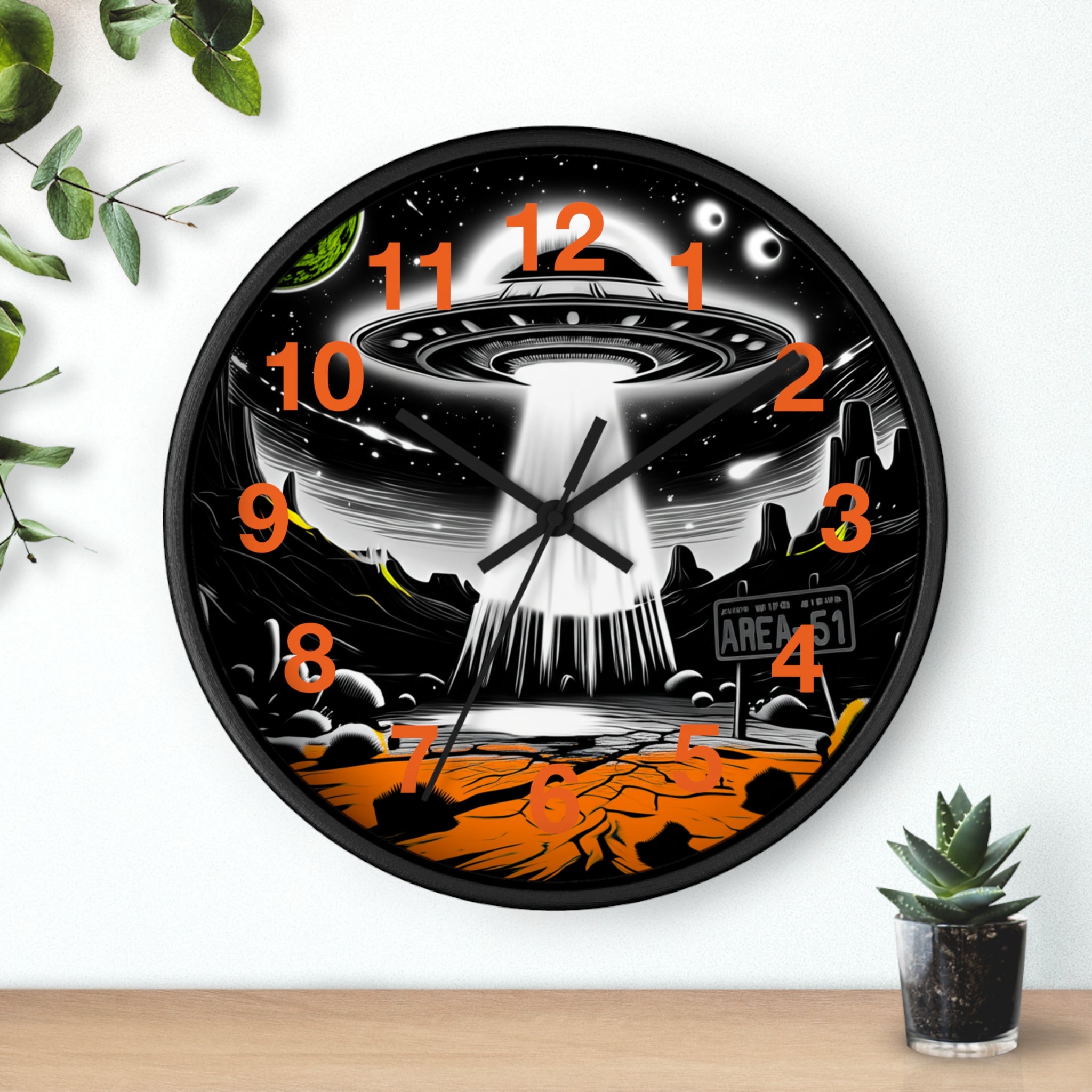 Alien Encounter Wall Clock, Unique Home Decor for Space Lovers, Retro Area 51 Theme, Perfect Gift for Sci-Fi Fans
