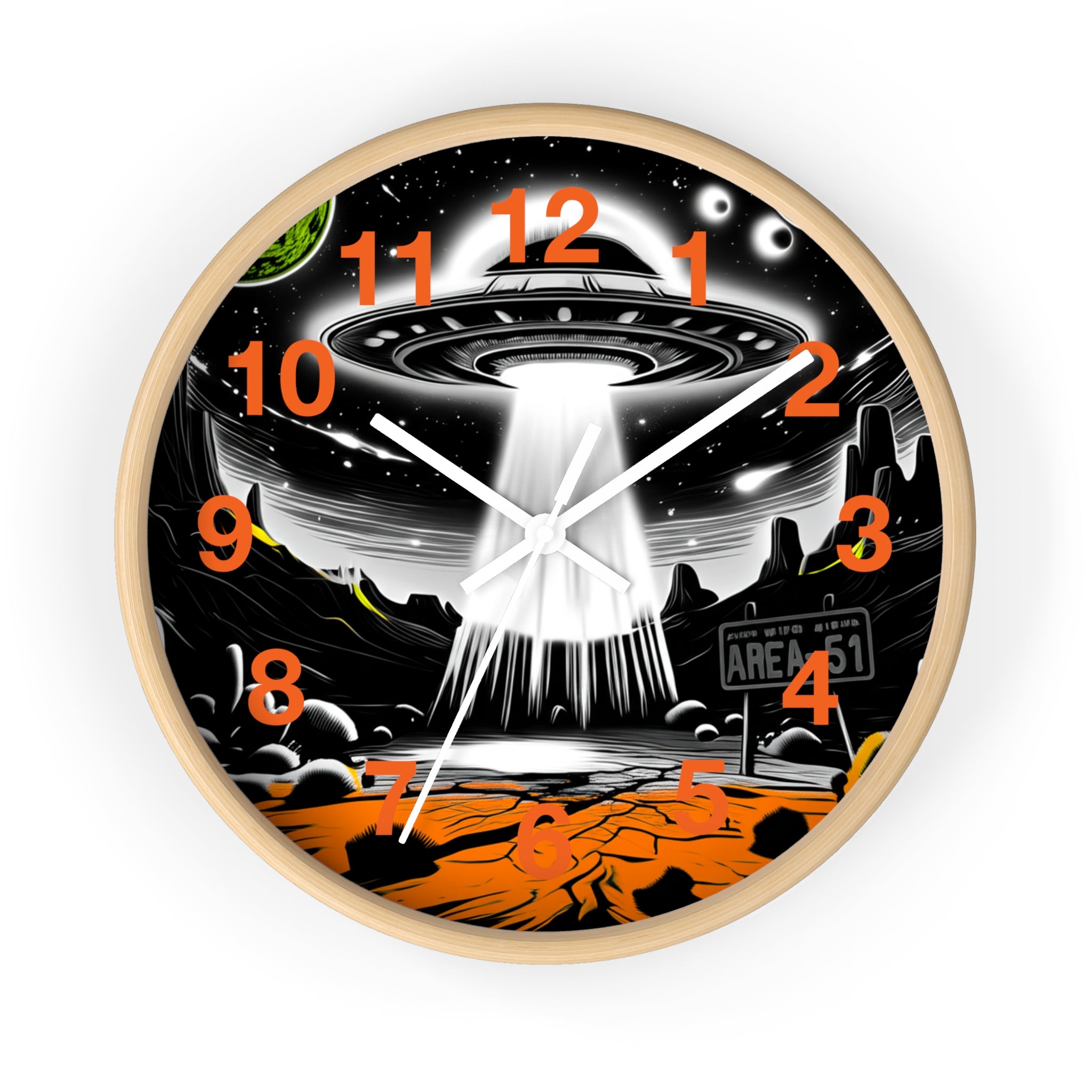 Alien Encounter Wall Clock, Unique Home Decor for Space Lovers, Retro Area 51 Theme, Perfect Gift for Sci-Fi Fans