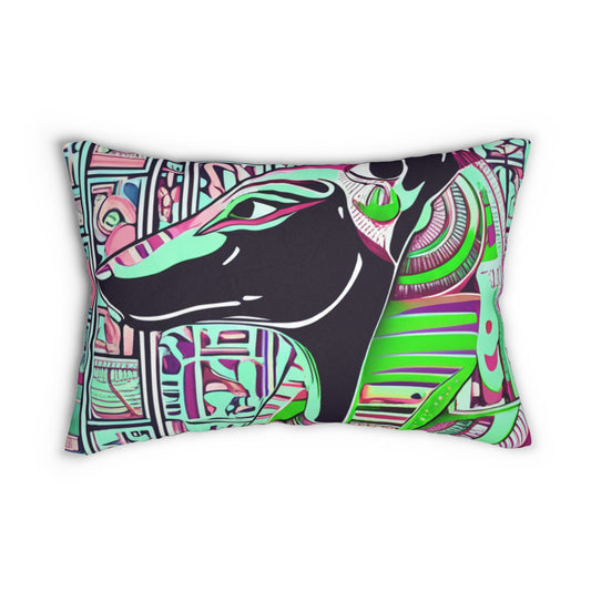 Vibrant Abstract Dog Pillow, Stylish Lumbar Cushion for Home Decor, Pet Lover Gift, Colorful Throw Pillow, Animal Art Decor