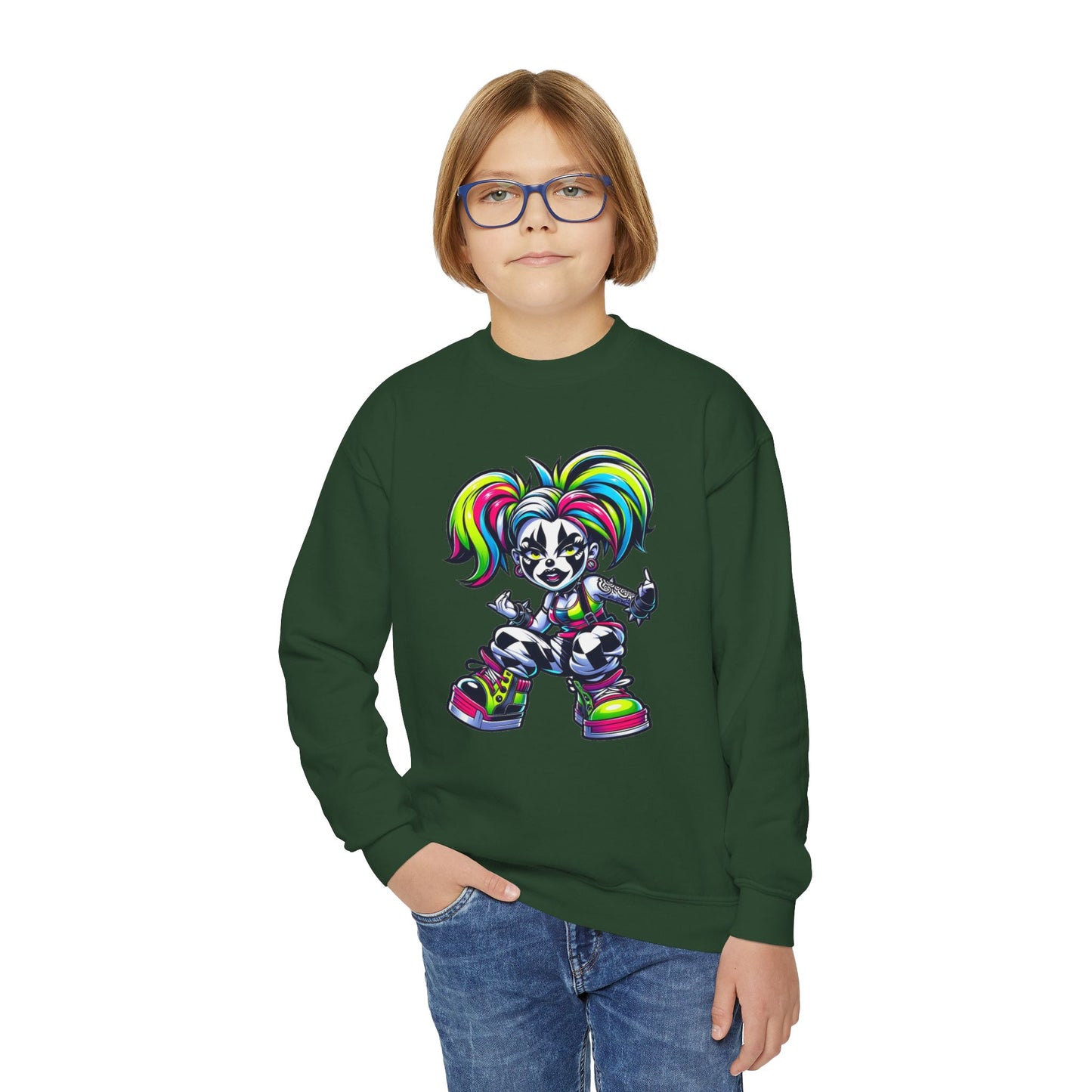 Colorful Graphic Youth Crewneck Sweatshirt, Fun Sweatshirt for Kids, Perfect Gift for Birthdays, Halloween, or Everyday Wear