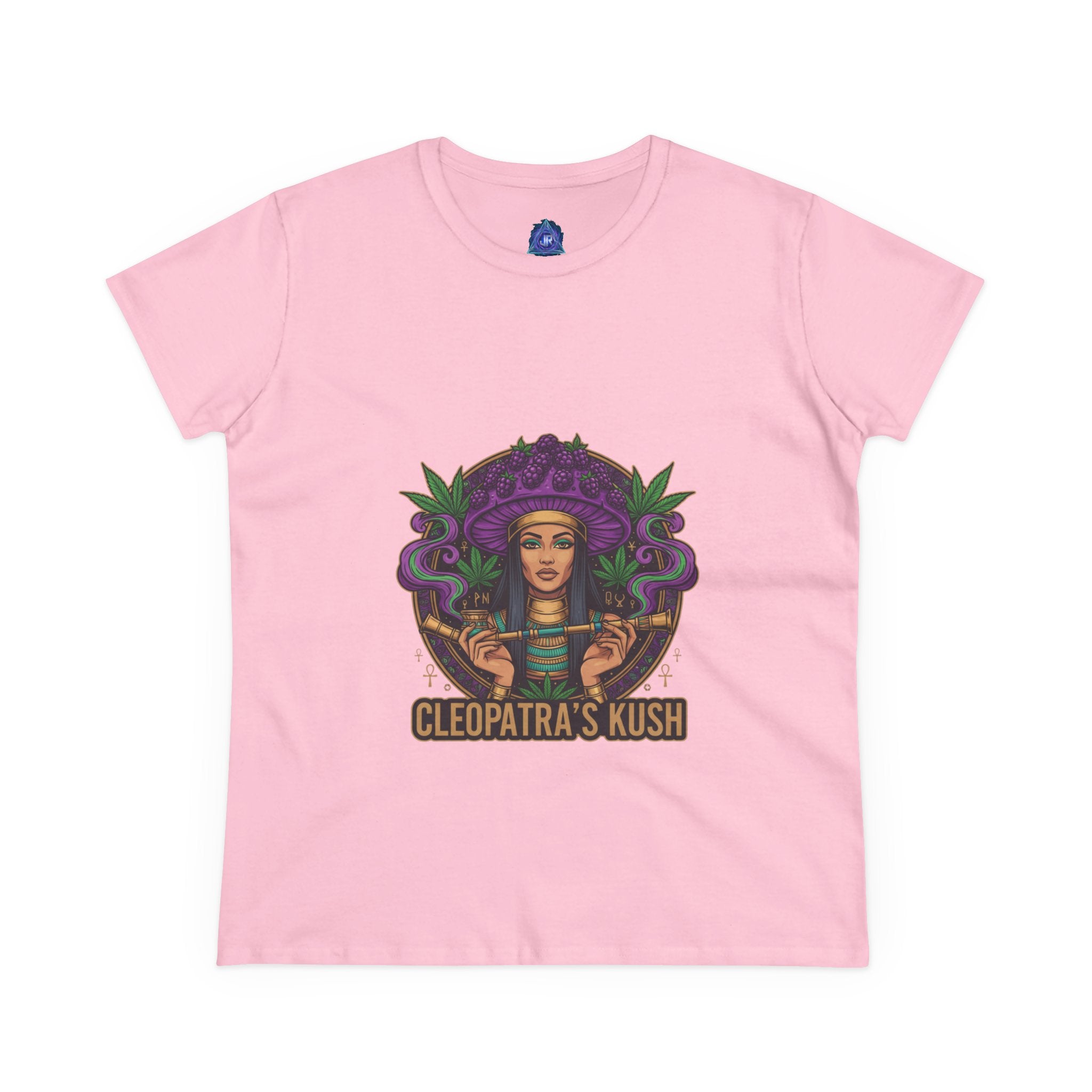 Cleopatra's Kush Women's Midweight Cotton Tee - Stylish Cannabis-Inspired T-Shirt