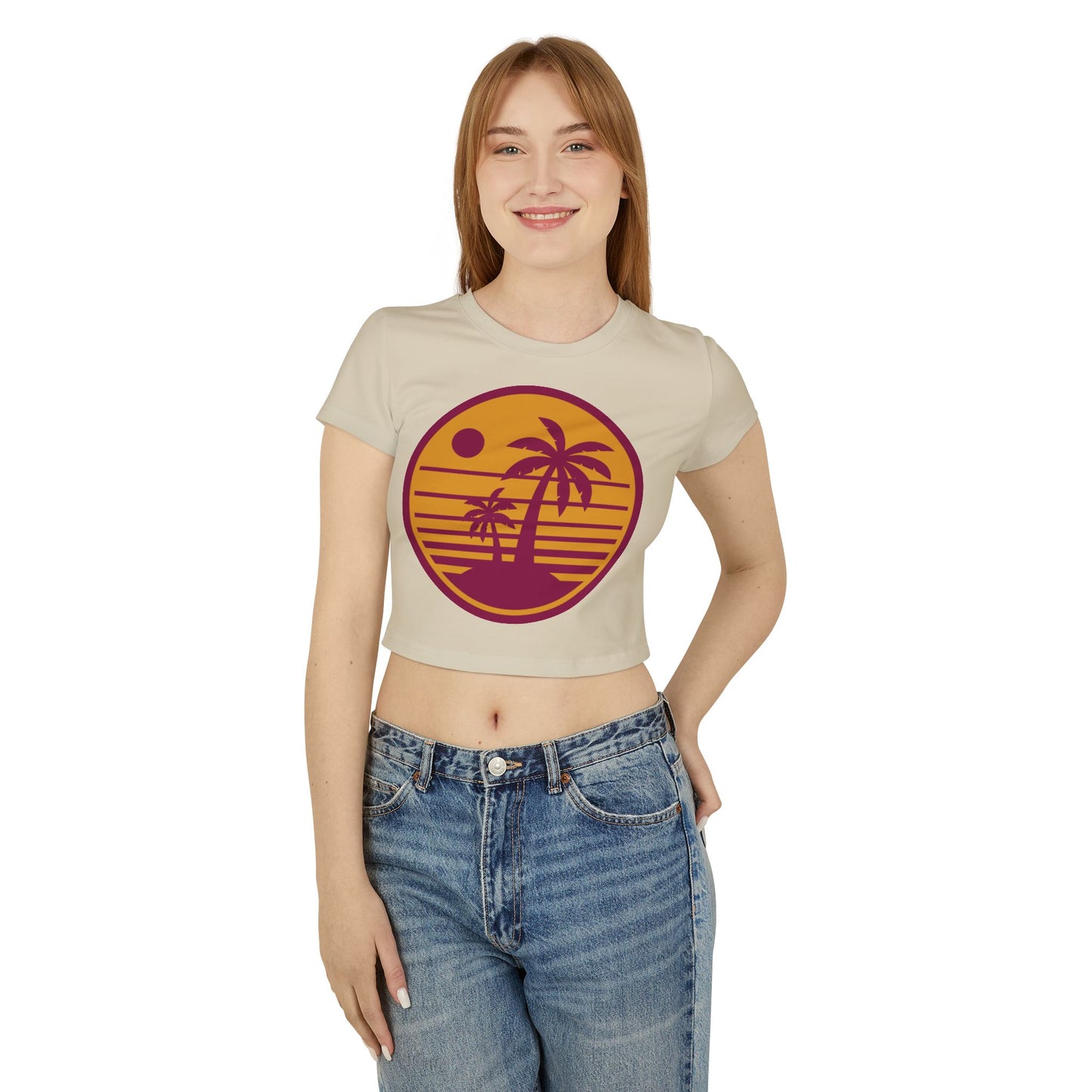 Sunset Palm Women's Baby Tee - Casual Summer Vibes