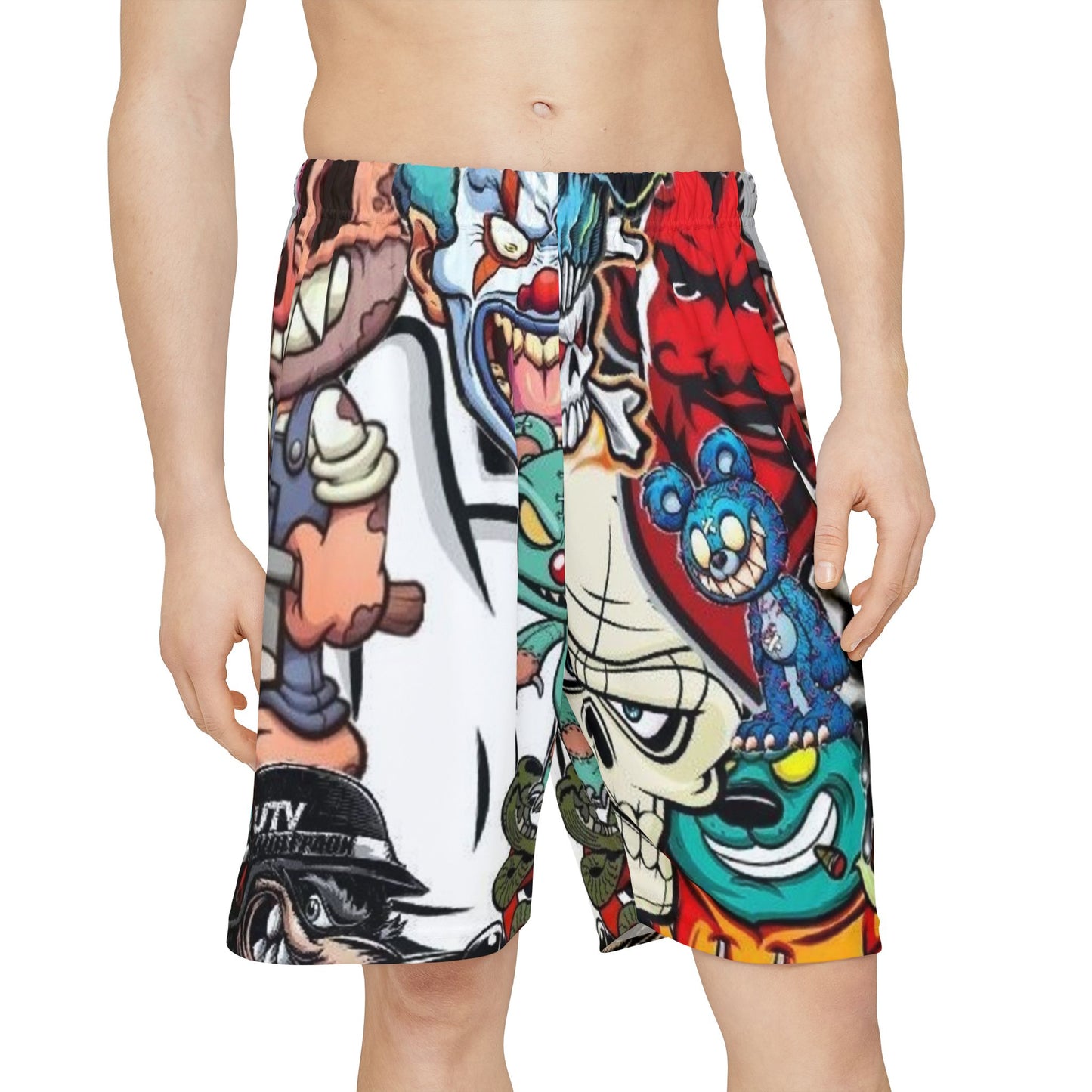 Vibrant Graphic Men's Sports Shorts - Street Art Inspired