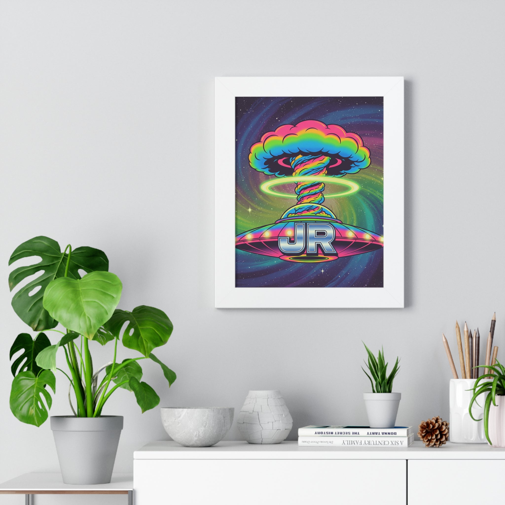 Vibrant Framed Vertical Poster - Retro Art for Home Décor, Gift for Friends, Wall Art, Colorful Art Print, Unique Room Accent