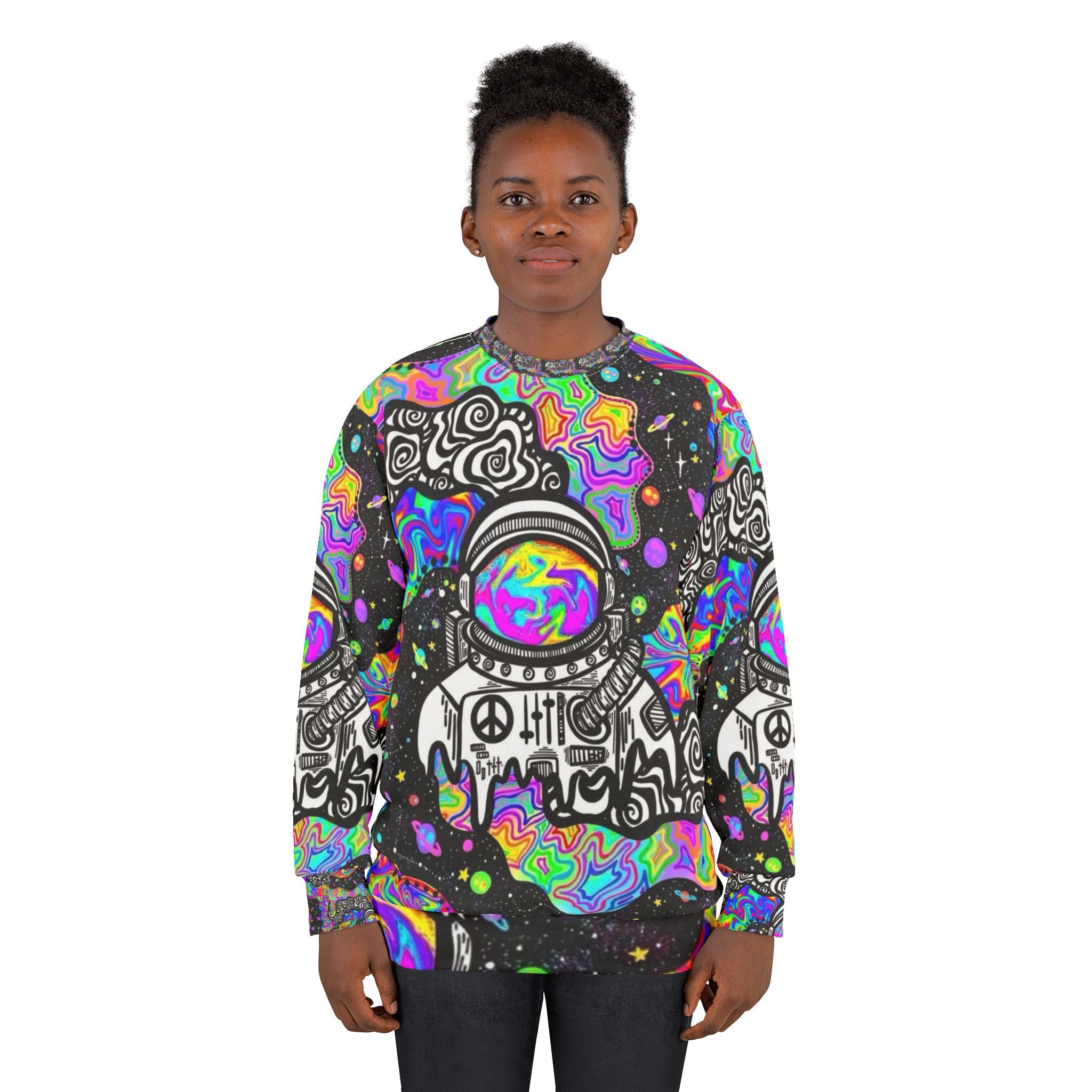 Psychedelic Astronaut Sweatshirt - Unisex Vintage Style, Gifts for Space Lovers, Trendy Fashion, Cozy Wear, Unique Graphic Apparel
