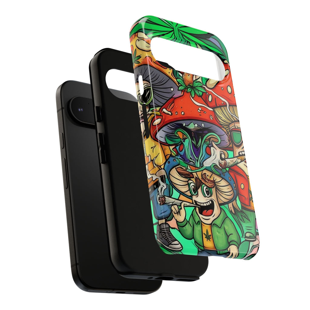 Vibrant Phone Case Featuring Funky Mushroom Art, Tough Cases, Trendy Accessories, Unique Gifts, Eclectic Style, Phone Protection