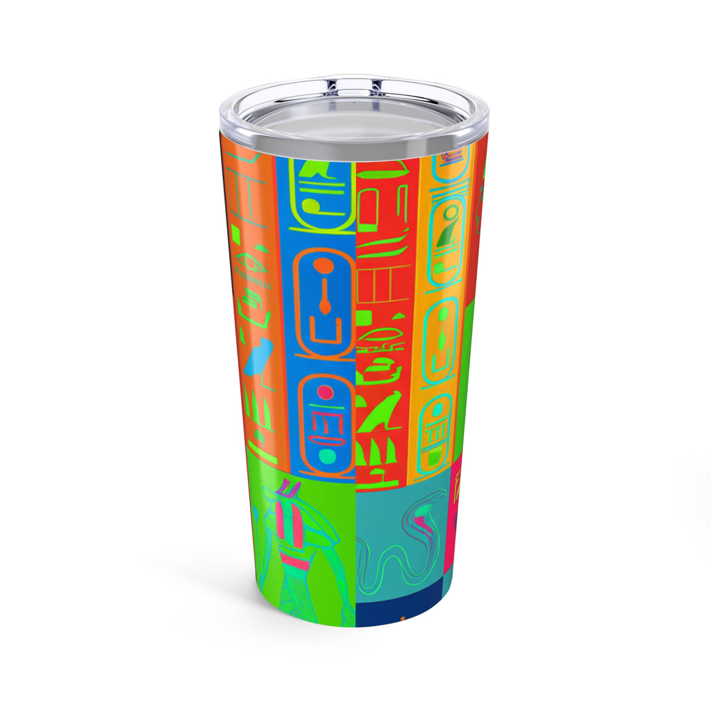 Colorful Egypt-Inspired Tumbler 20oz, Fun Travel Mug, Bohemian Drinkware, Unique Gift for Egypt Lovers, Vibrant Insulated Cup