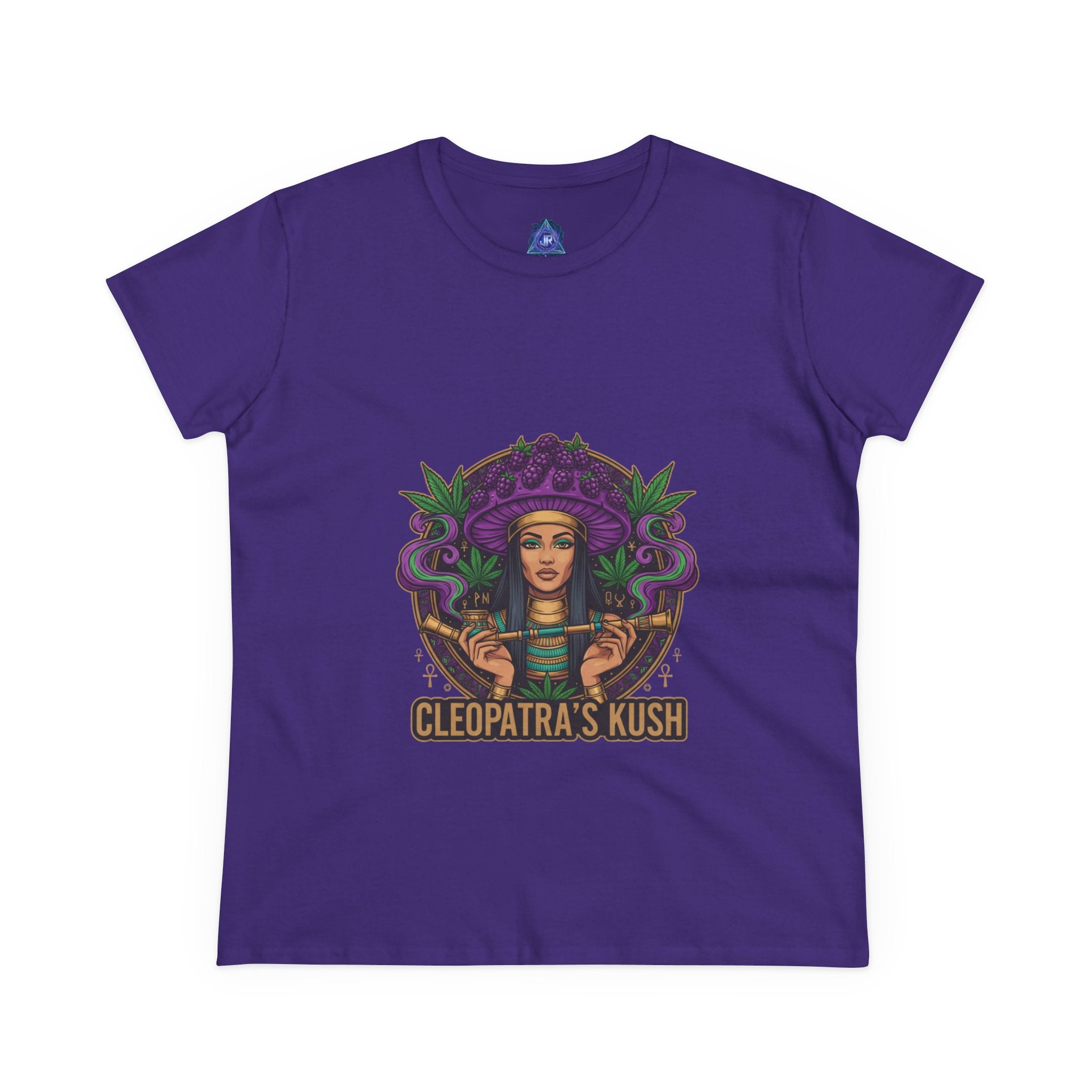 Cleopatra's Kush Women's Midweight Cotton Tee - Stylish Cannabis-Inspired T-Shirt
