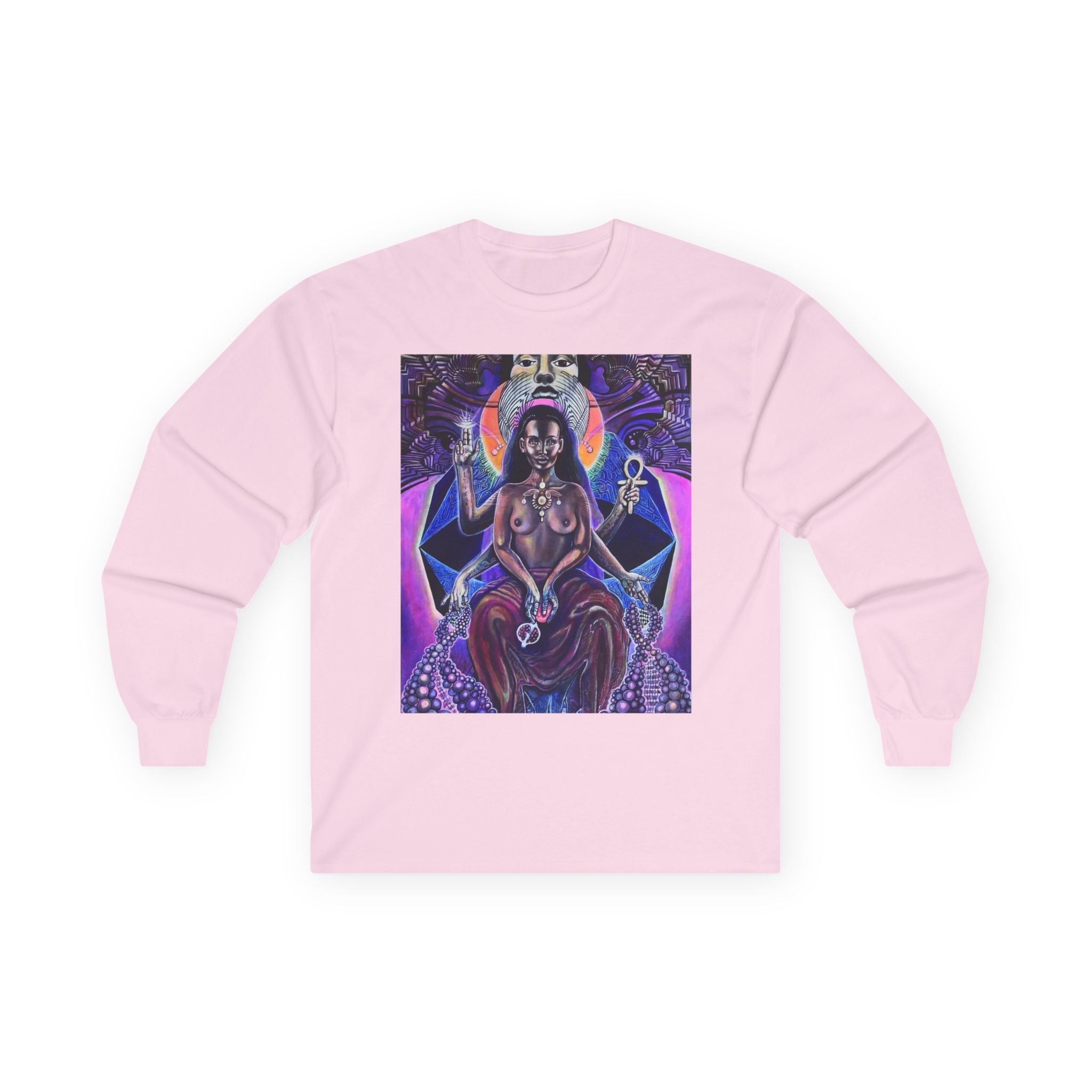 Mystical Goddess Long Sleeve Tee - Spiritual Art, Bohemian Style, Perfect for Festivals, Casual Wear, Gifts for Her