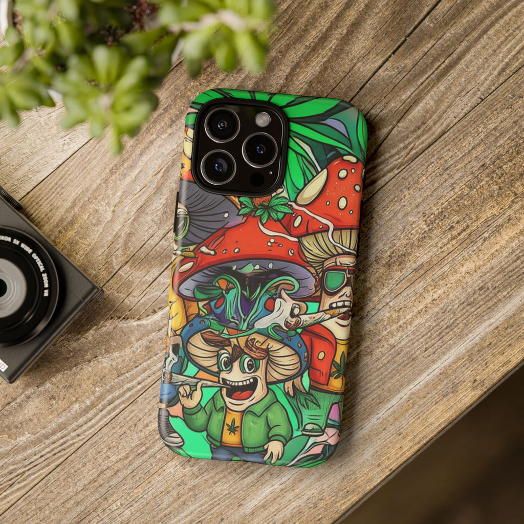 Vibrant Phone Case Featuring Funky Mushroom Art, Tough Cases, Trendy Accessories, Unique Gifts, Eclectic Style, Phone Protection