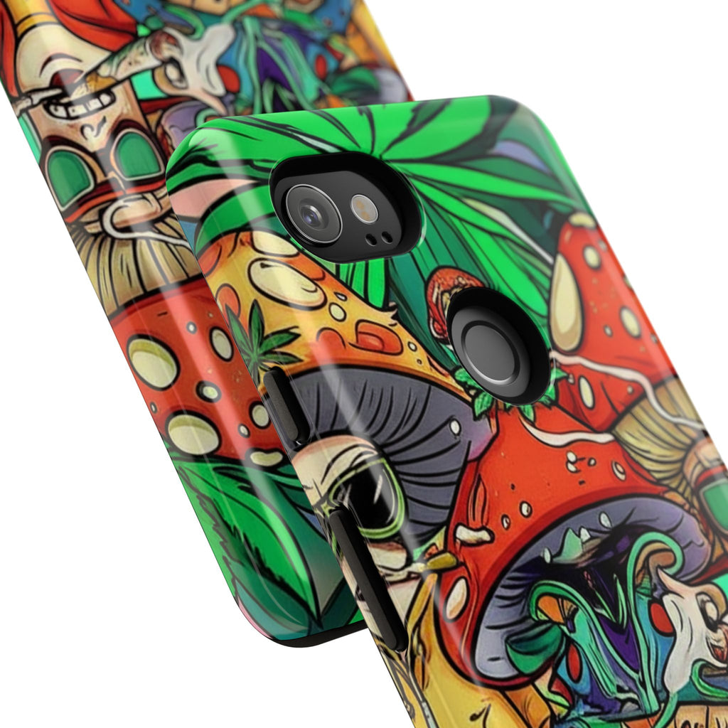 Vibrant Phone Case Featuring Funky Mushroom Art, Tough Cases, Trendy Accessories, Unique Gifts, Eclectic Style, Phone Protection