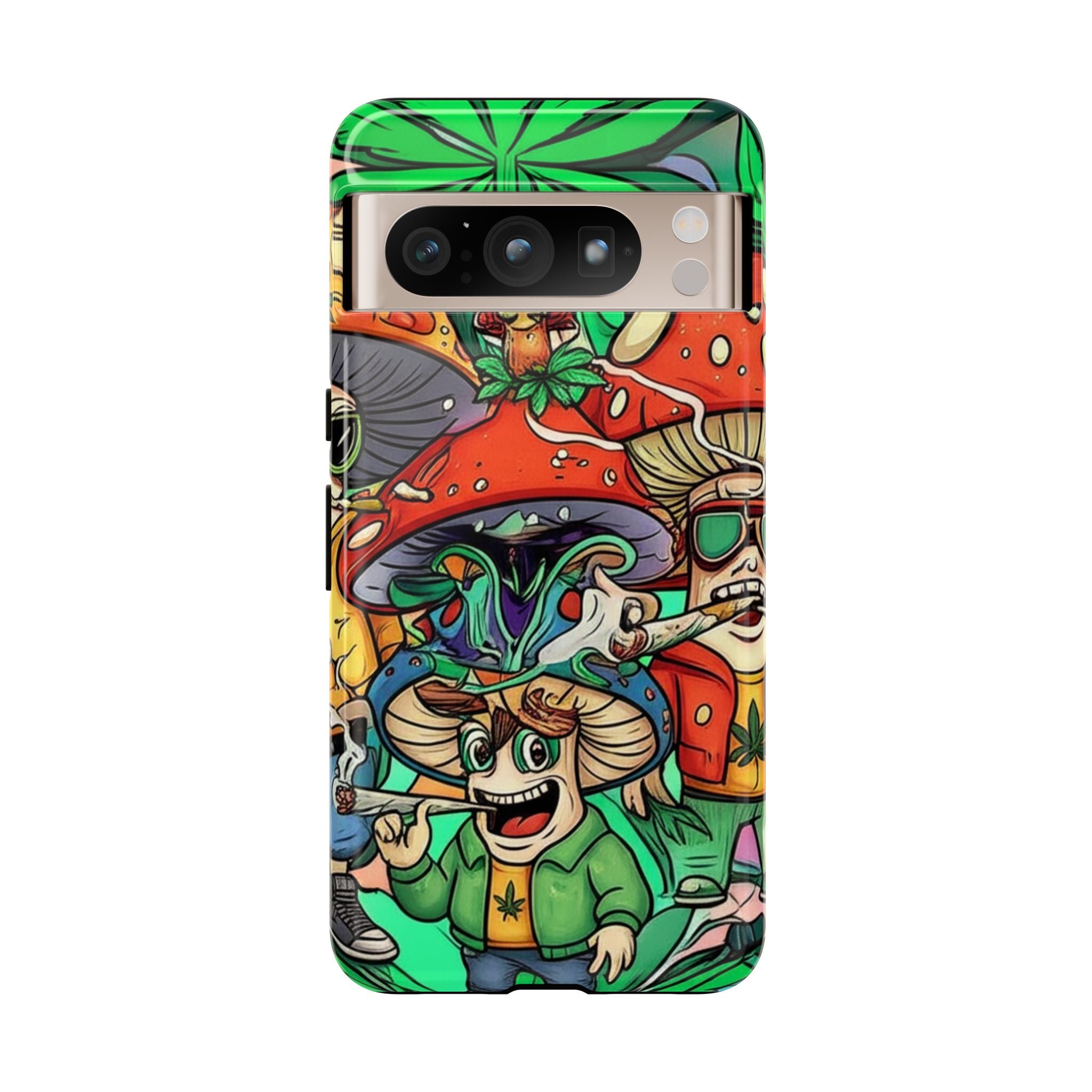 Vibrant Phone Case Featuring Funky Mushroom Art, Tough Cases, Trendy Accessories, Unique Gifts, Eclectic Style, Phone Protection