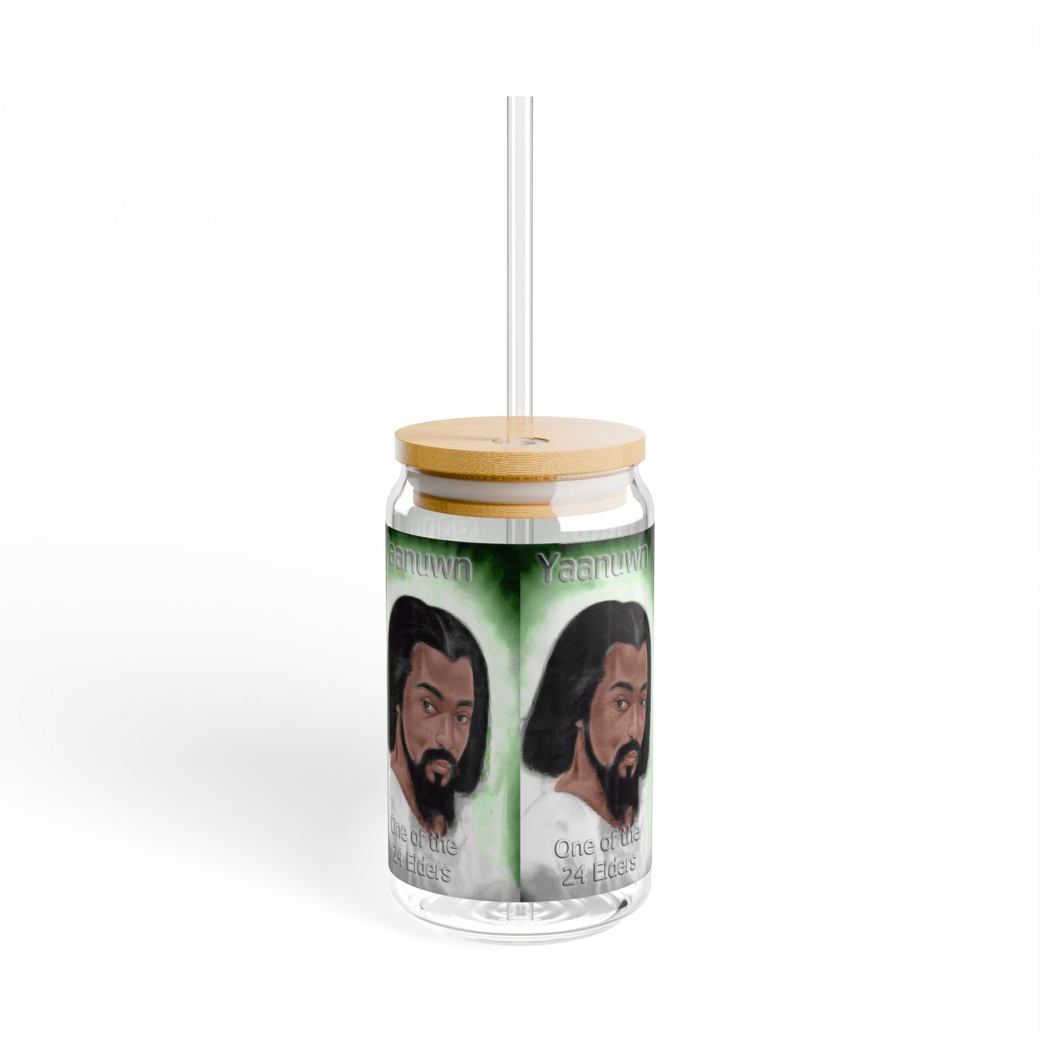 Artistic Sipper Glass with Wooden Lid, Unique Ventage Inspired Drinkware, Eco-Friendly Reusable, Perfect for Gatherings, Gifts