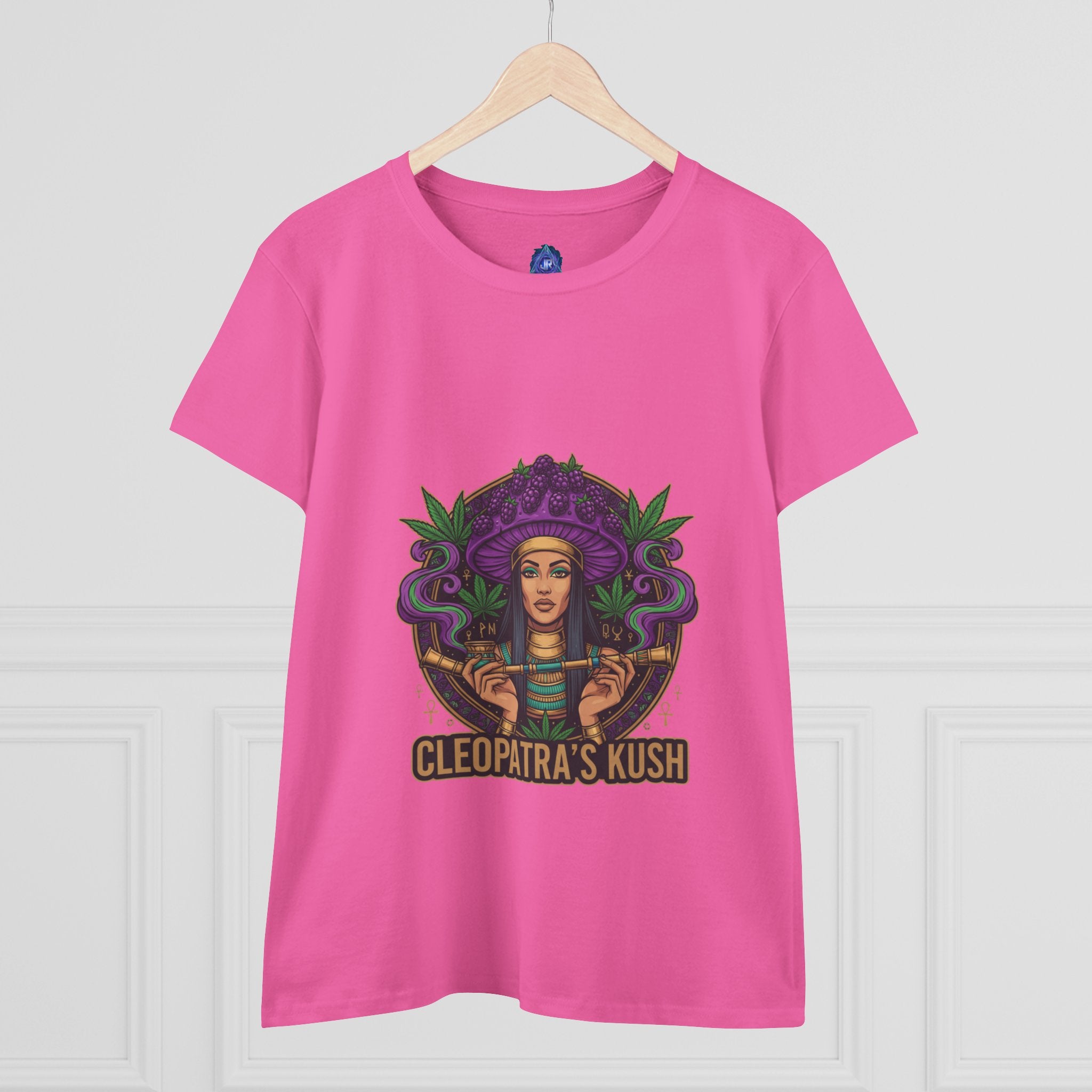 Cleopatra's Kush Women's Midweight Cotton Tee - Stylish Cannabis-Inspired T-Shirt