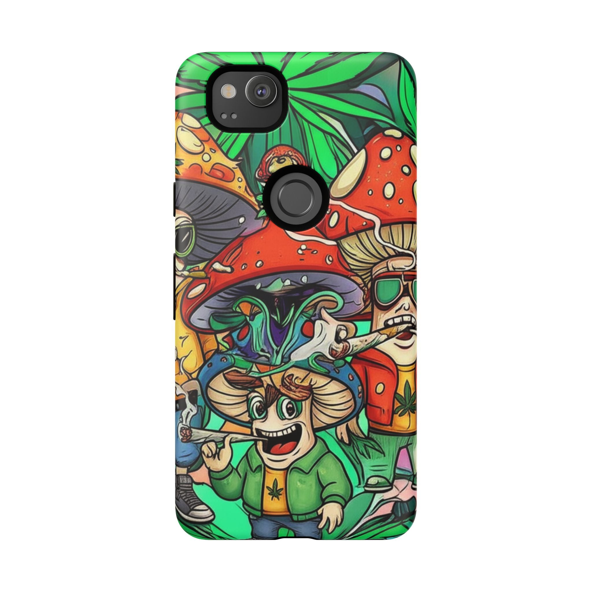 Vibrant Phone Case Featuring Funky Mushroom Art, Tough Cases, Trendy Accessories, Unique Gifts, Eclectic Style, Phone Protection