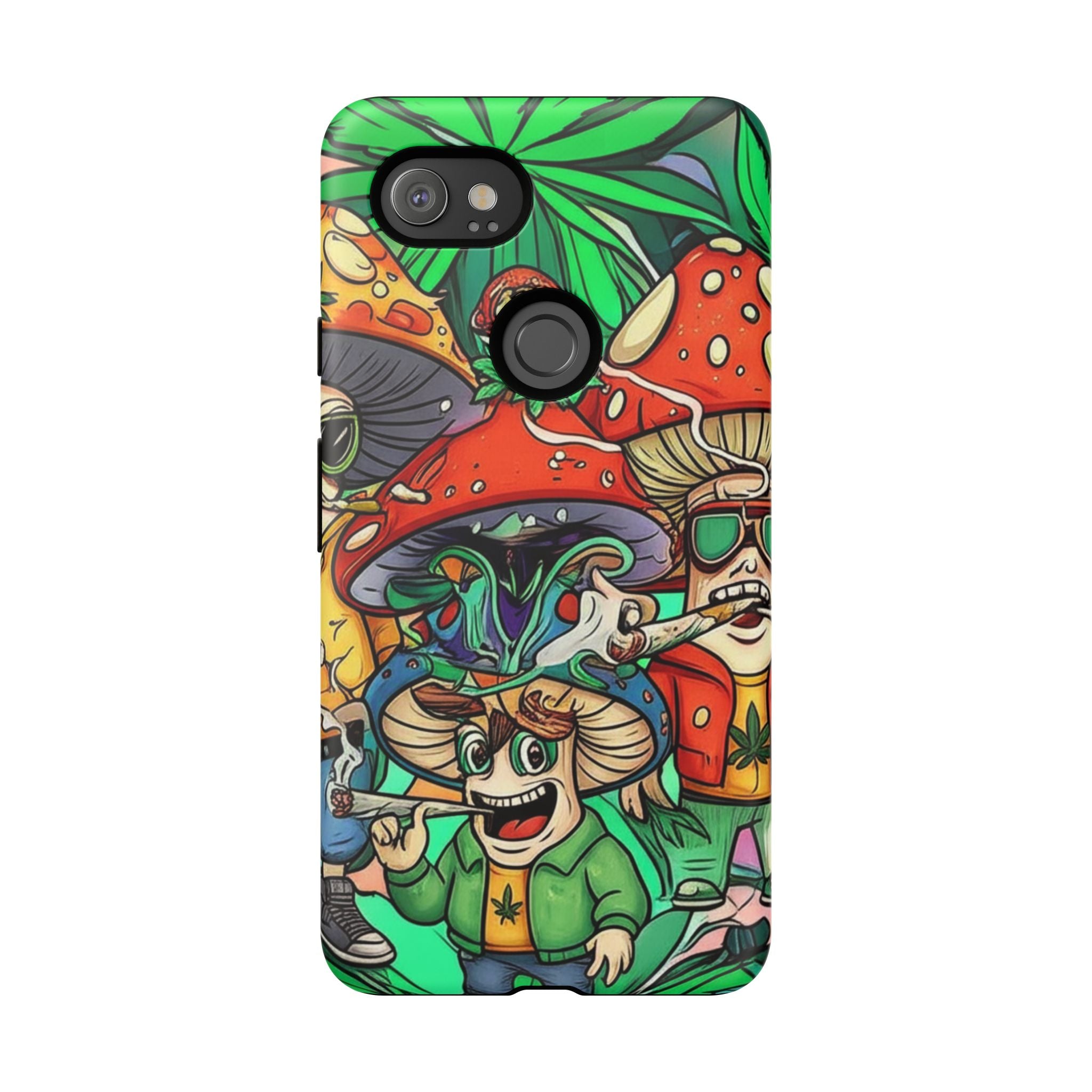 Vibrant Phone Case Featuring Funky Mushroom Art, Tough Cases, Trendy Accessories, Unique Gifts, Eclectic Style, Phone Protection