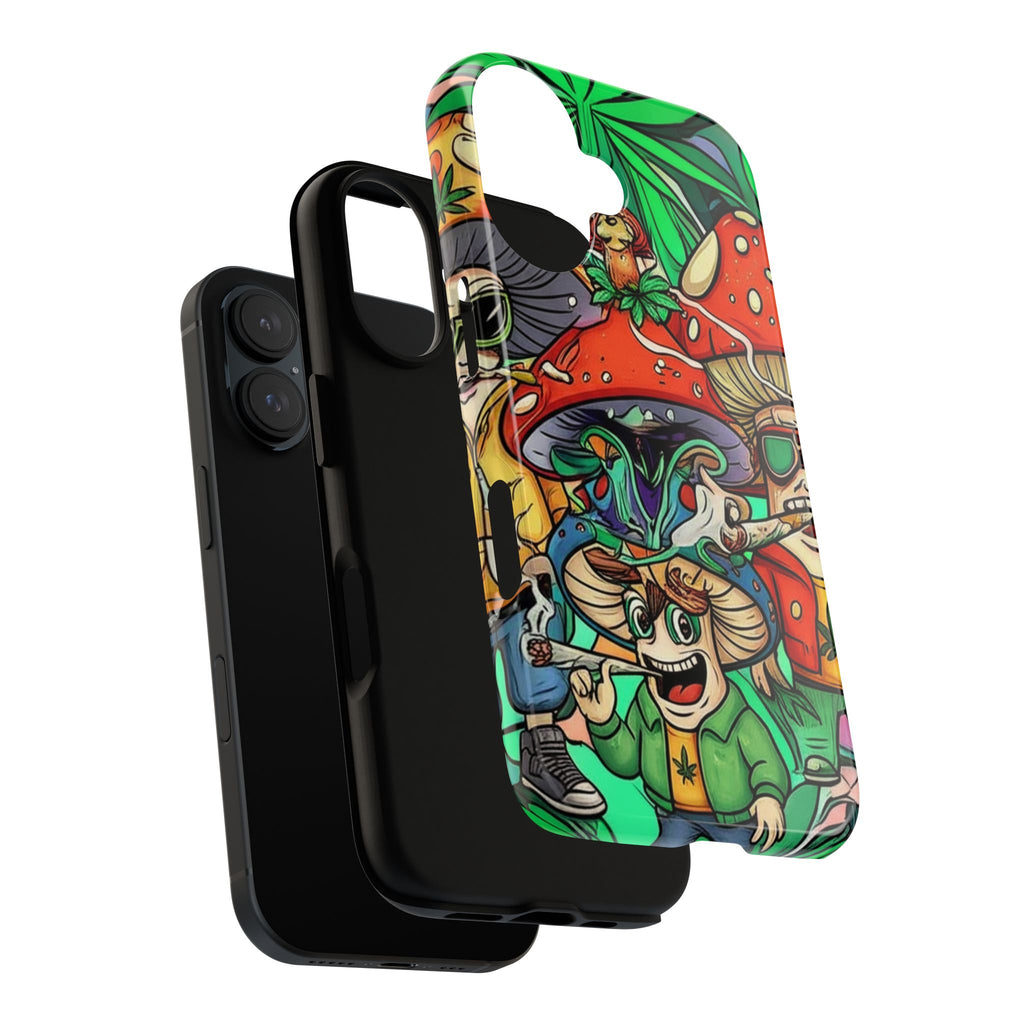 Vibrant Phone Case Featuring Funky Mushroom Art, Tough Cases, Trendy Accessories, Unique Gifts, Eclectic Style, Phone Protection