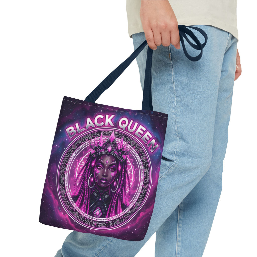 Black Queen Art Tote Bag — Afrocentric Cosmic Portrait Tote