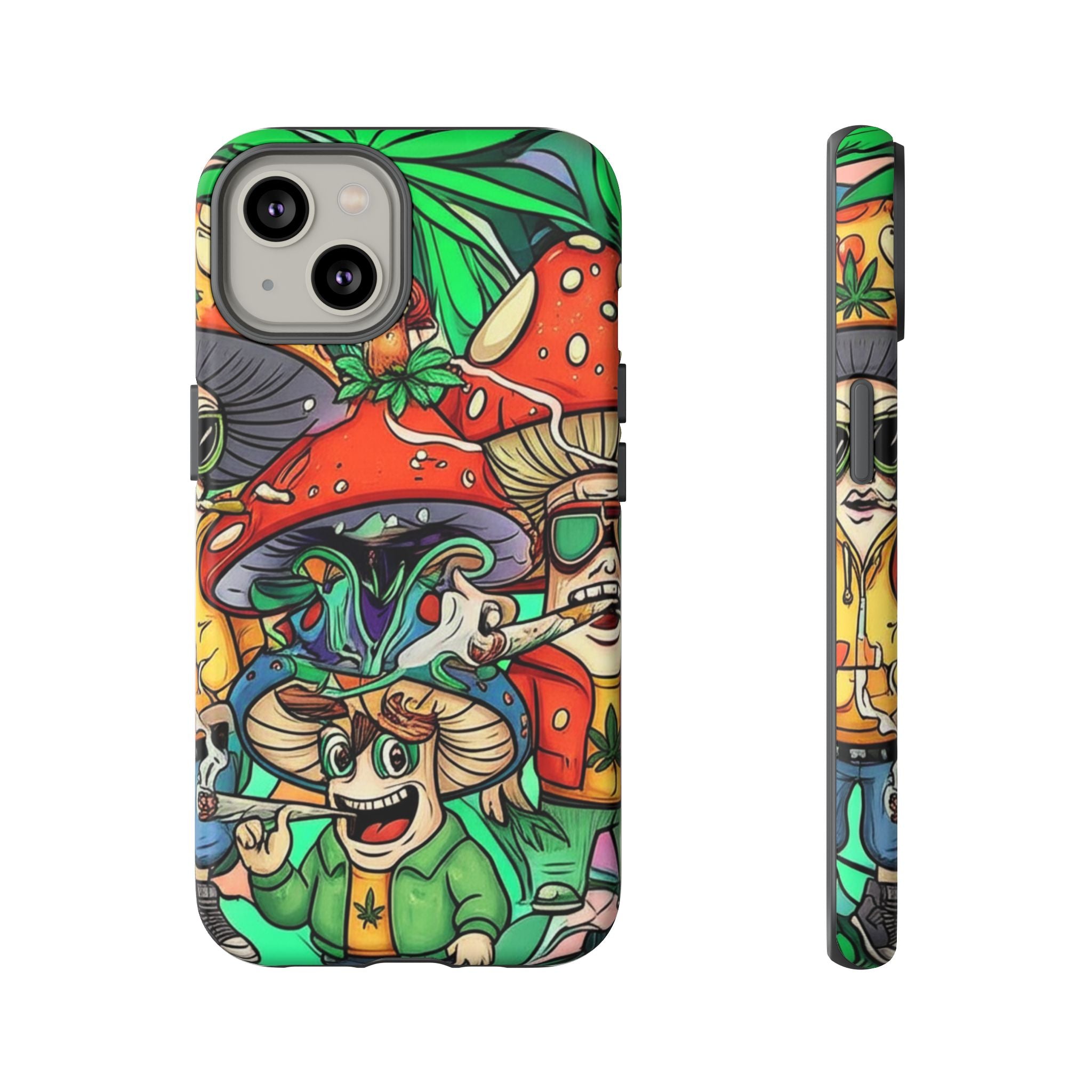Vibrant Phone Case Featuring Funky Mushroom Art, Tough Cases, Trendy Accessories, Unique Gifts, Eclectic Style, Phone Protection