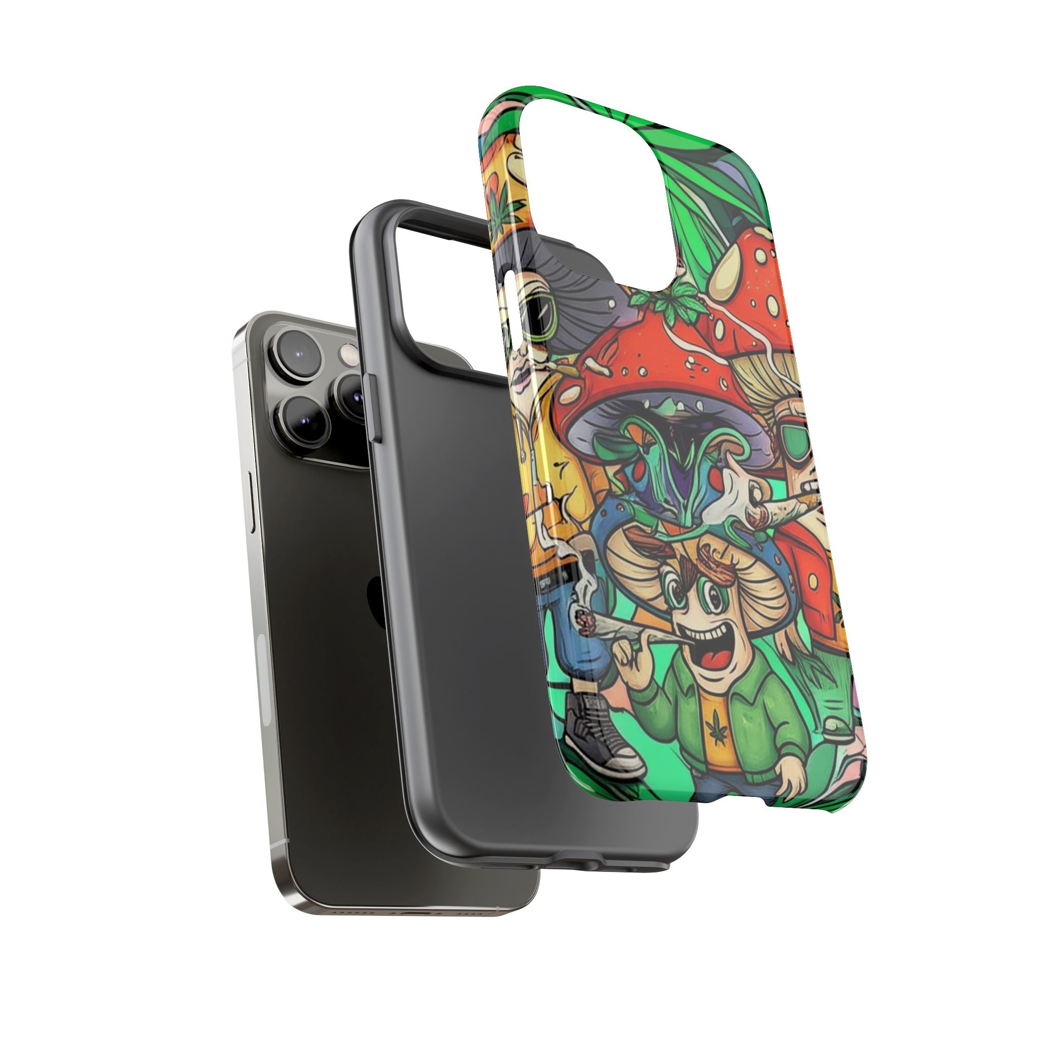 Vibrant Phone Case Featuring Funky Mushroom Art, Tough Cases, Trendy Accessories, Unique Gifts, Eclectic Style, Phone Protection