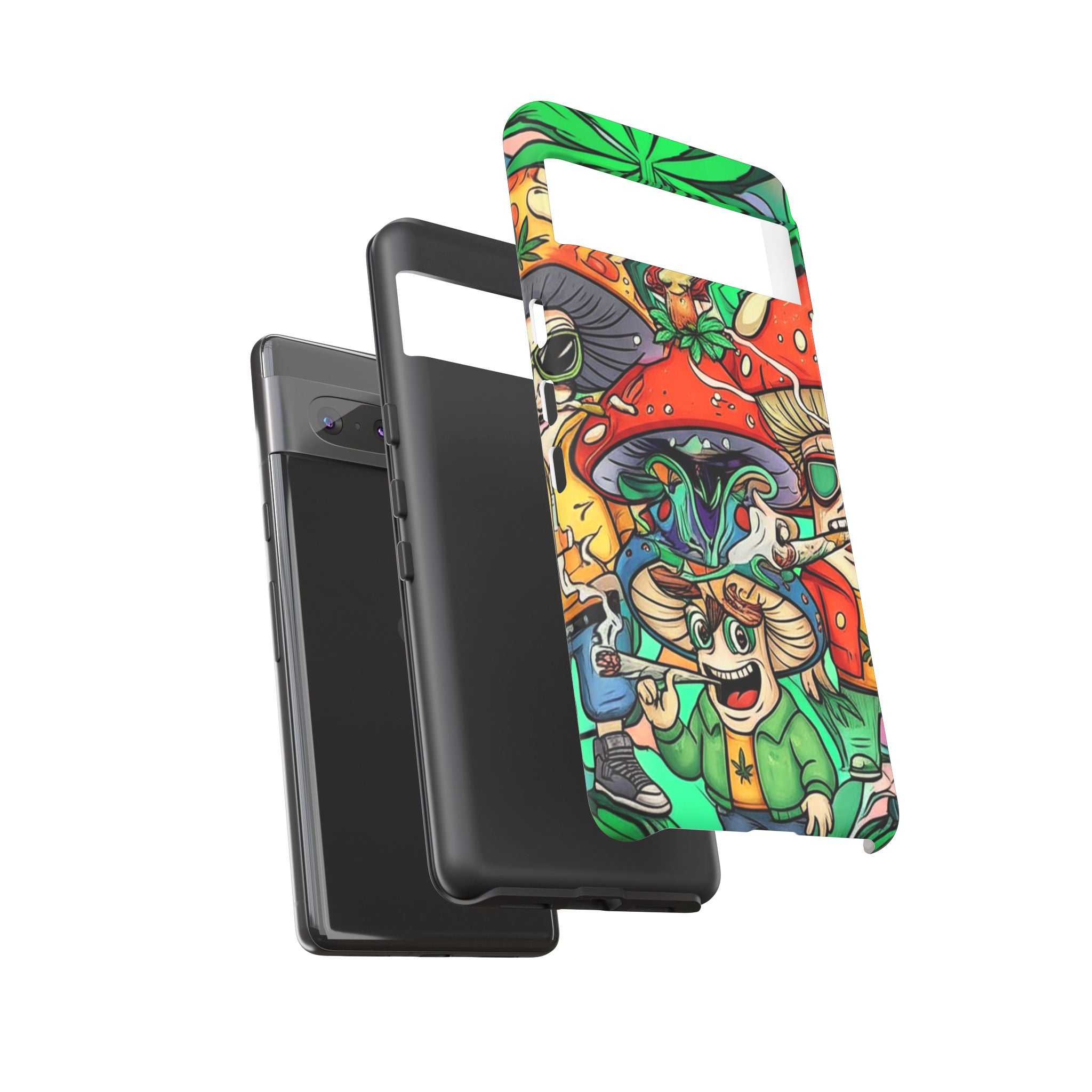 Vibrant Phone Case Featuring Funky Mushroom Art, Tough Cases, Trendy Accessories, Unique Gifts, Eclectic Style, Phone Protection