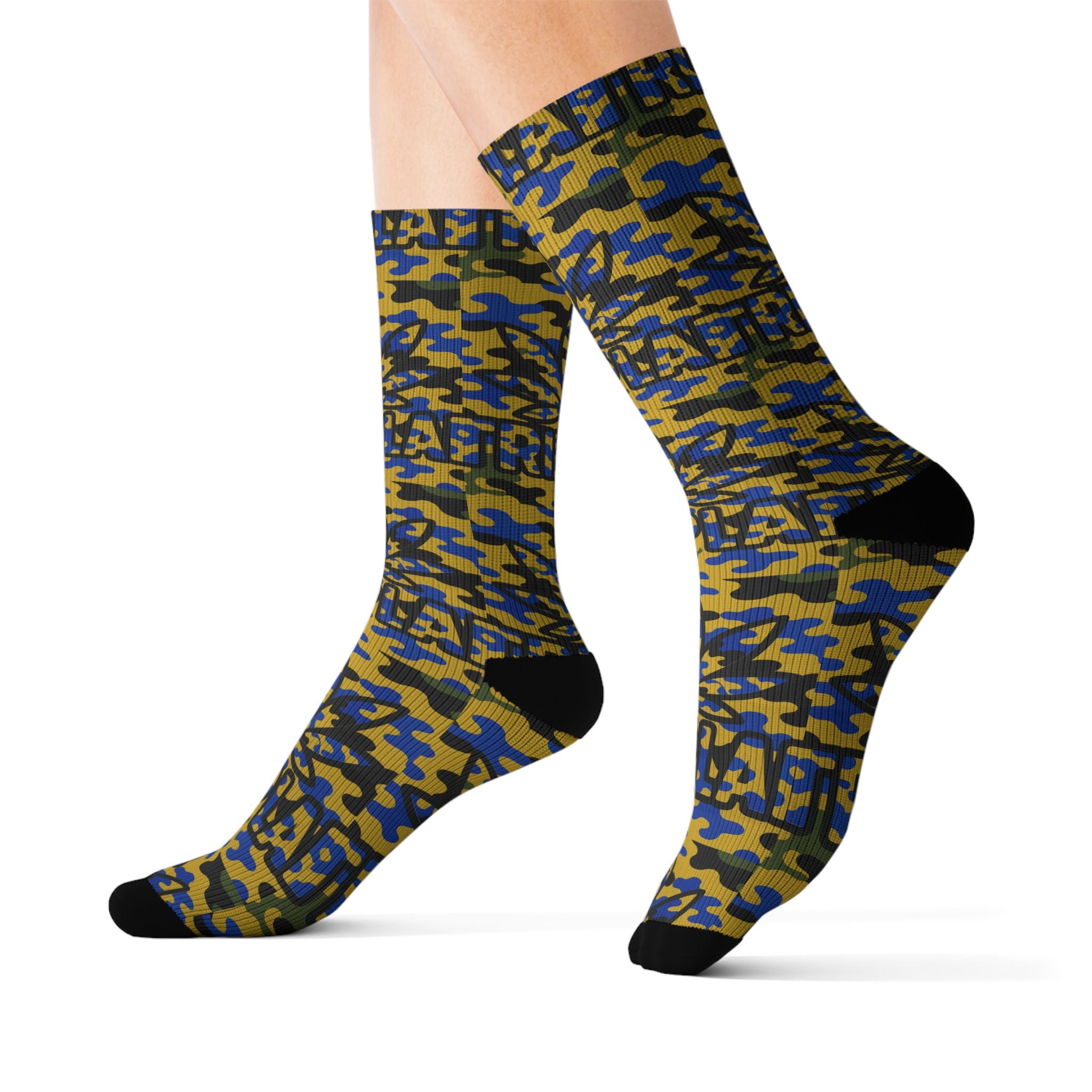 Blue & Gold Camo Sublimation Socks – Bold Athletic Crew Socks