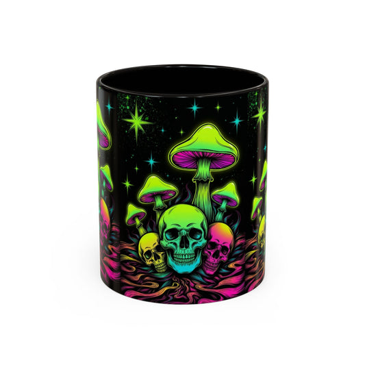 Psychedelic Skull Mug - Colorful Mushroom Art, Halloween Decor, Gift for Friends, Coffee Lovers, Unique Tea Cup