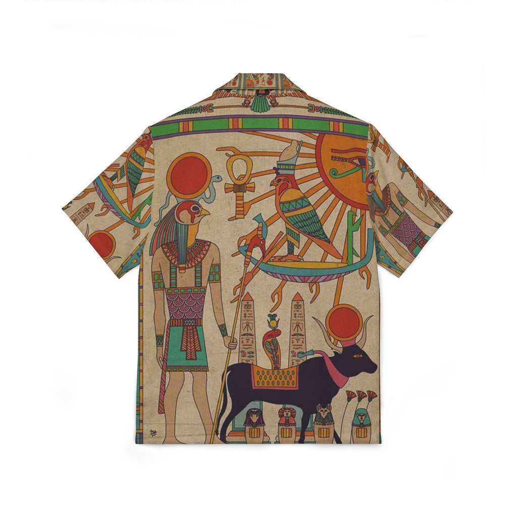 Men's Egyptian-Themed Camp Shirt, Summer Shirt, Vacation Attire, Bohemian Style, Beach Wear, Casual Top, Festival Outfit