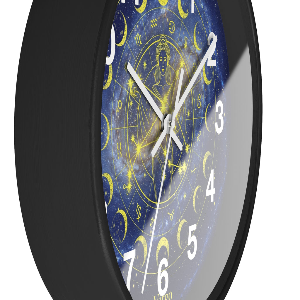 Celestial Virgo Wall Clock - Zodiac Decor for Astrology Lovers, Unique Gift for Birthday, Home Office Wall Art, Cosmic Timepiece