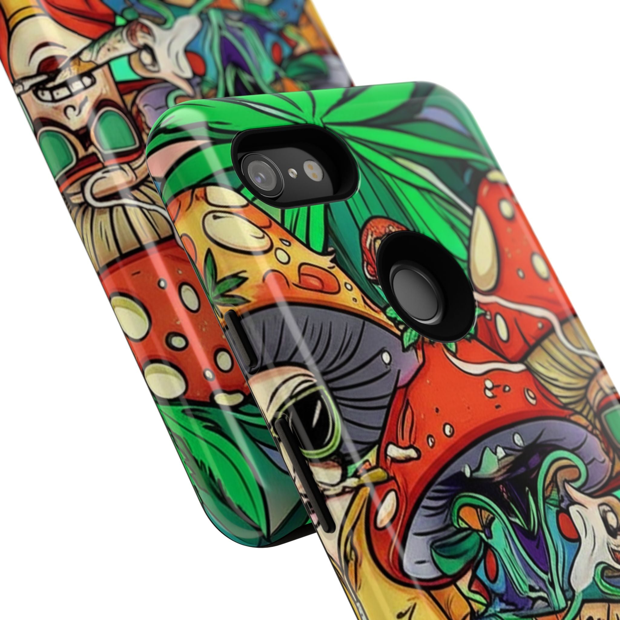 Vibrant Phone Case Featuring Funky Mushroom Art, Tough Cases, Trendy Accessories, Unique Gifts, Eclectic Style, Phone Protection