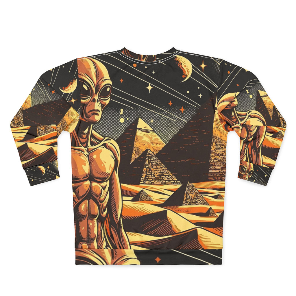 Galactic Alien Sweatshirt, Unisex AOP Sweater for Sci-Fi Lovers, Cozy Top for Everyday Wear, Perfect Gift for Fans, Unique Space Art