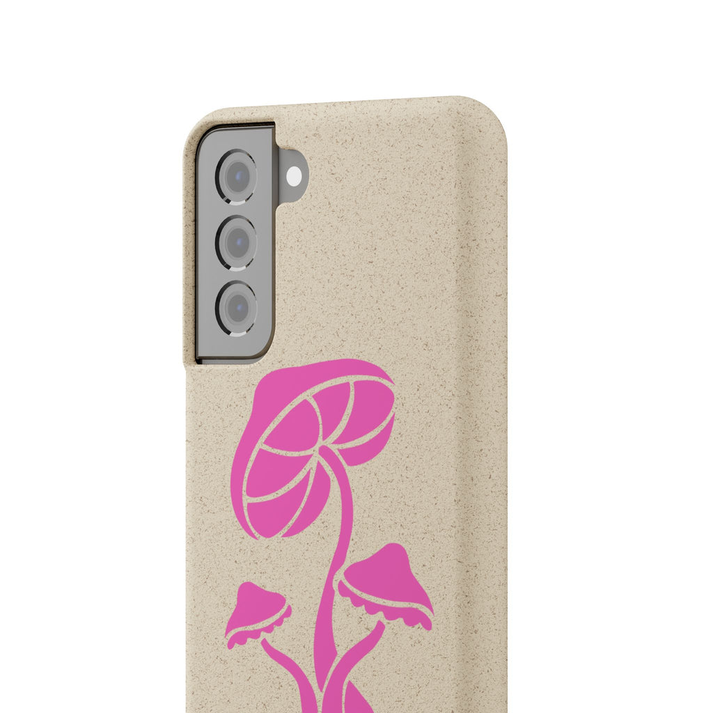 Eco-Friendly Phone Case with Pink Mushroom Design, Biodegradable Phone Cover, Sustainable Gift for Nature Lovers, Earth Day Gift, Cute Phone