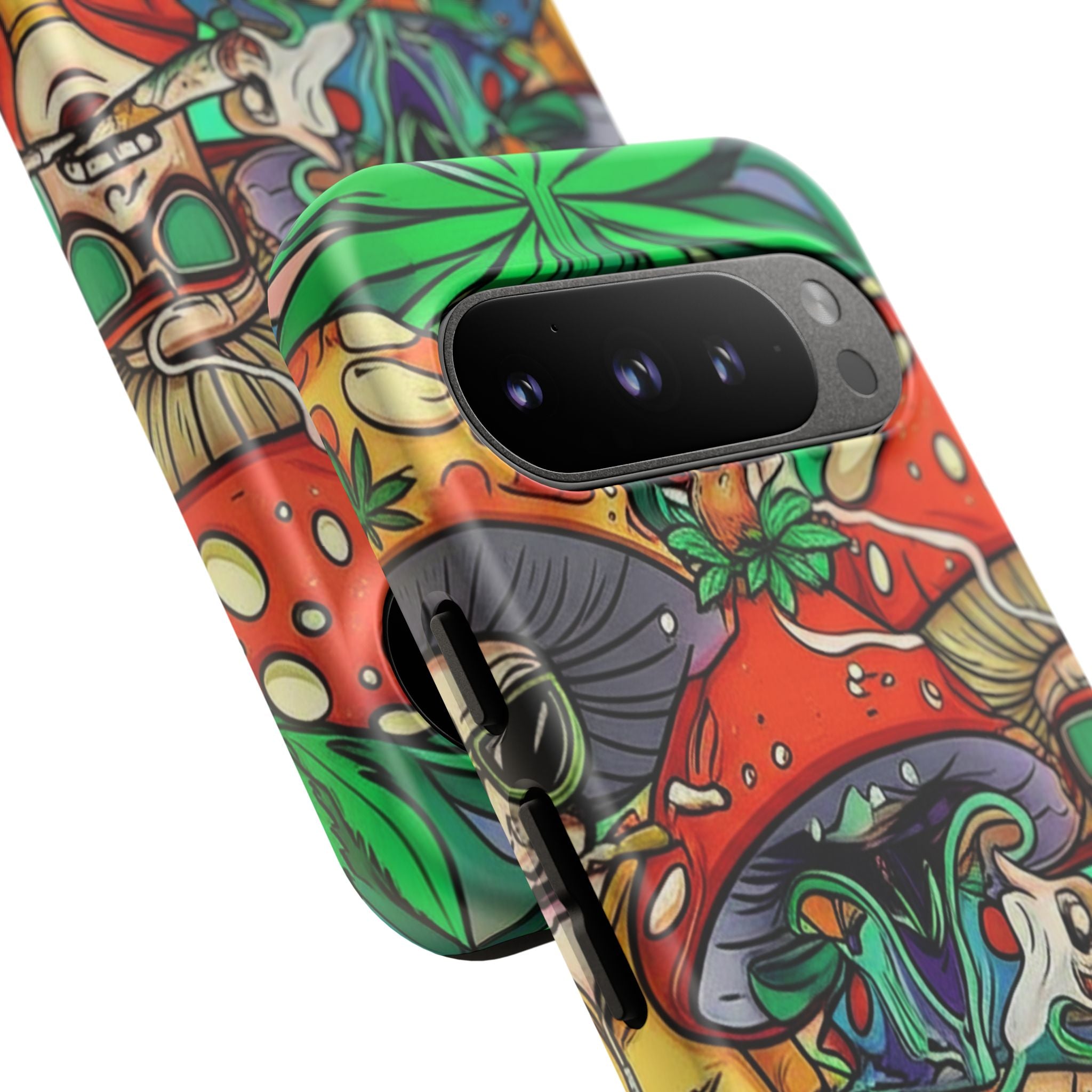 Vibrant Phone Case Featuring Funky Mushroom Art, Tough Cases, Trendy Accessories, Unique Gifts, Eclectic Style, Phone Protection