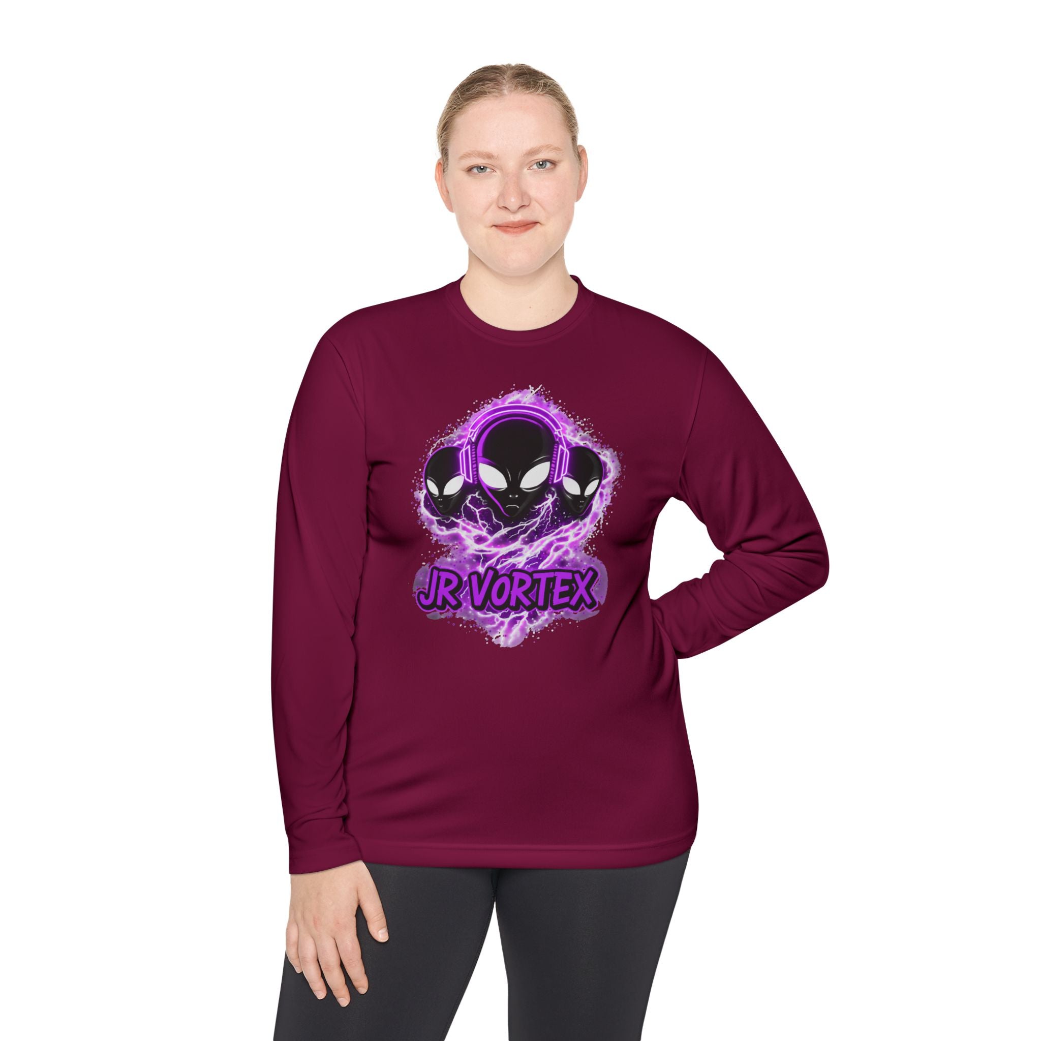 Alien Vortex Long Sleeve Tee — 'JR VORTEX' Graphic Sci‑Fi Shirt