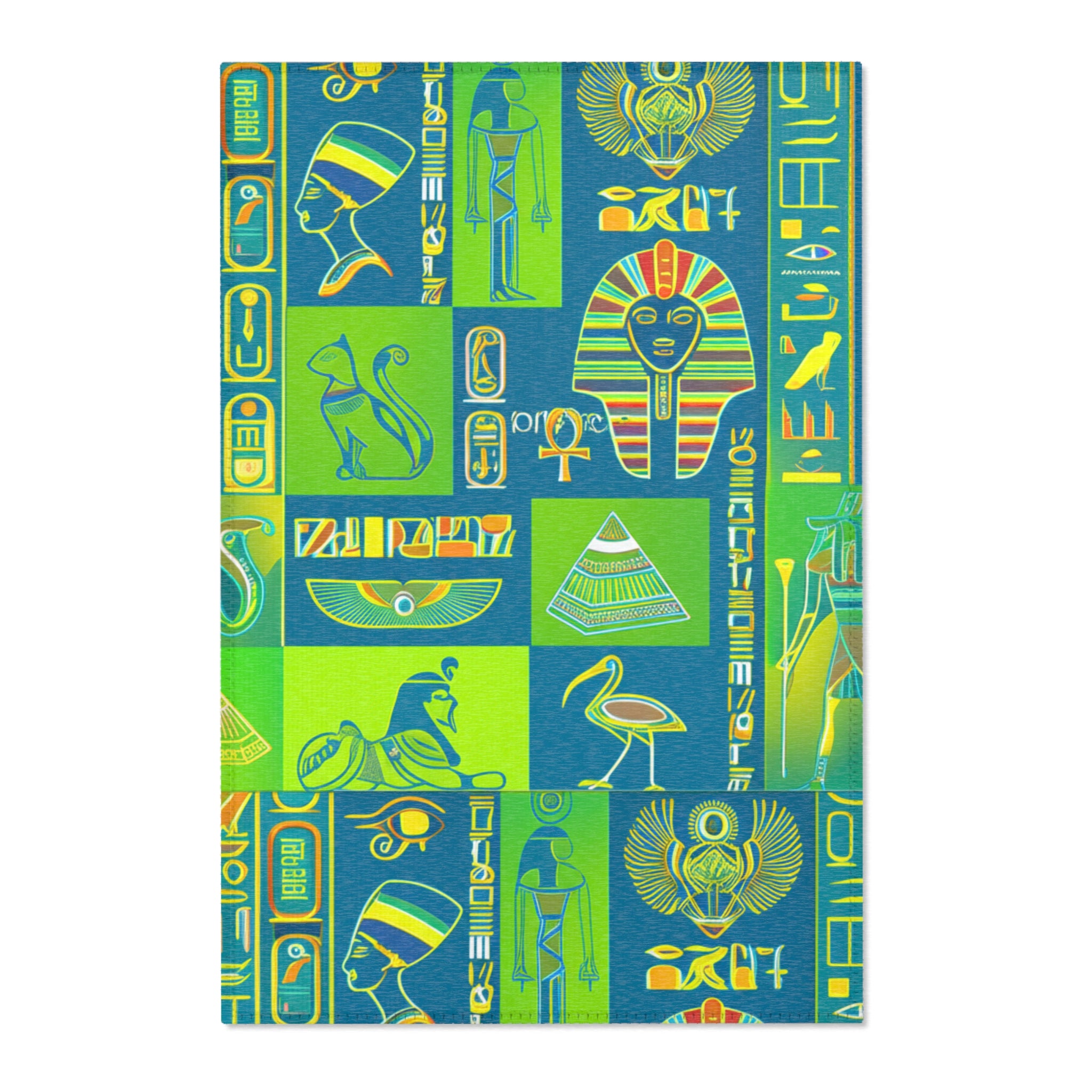 Vibrant Egyptian Area Rug, Boho Home Decor, Living Room Accent, Unique Gift for Her, Bedroom Decorative Rug, Colorful Floor Mat