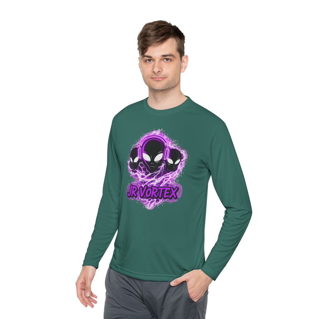 Alien Vortex Long Sleeve Tee — 'JR VORTEX' Graphic Sci‑Fi Shirt