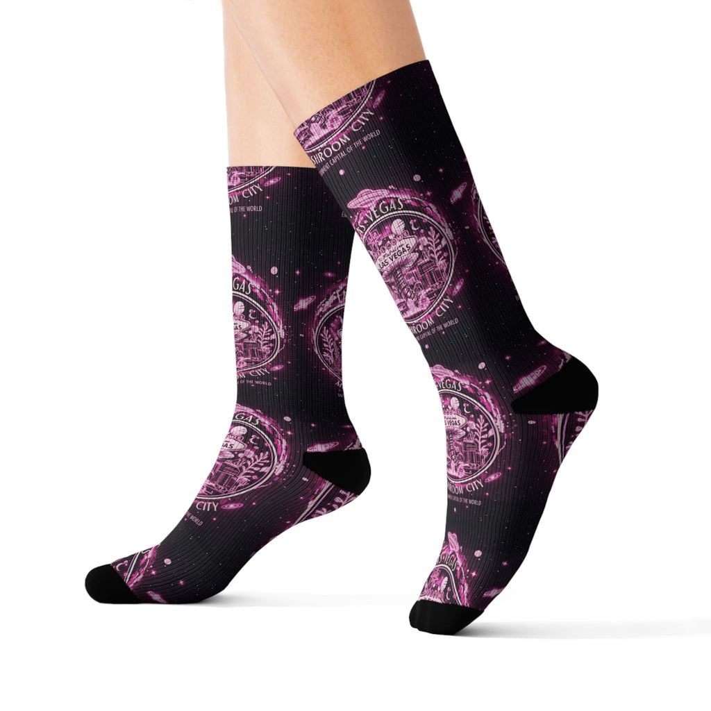 Mystic Pink Galaxy Crew Socks — Sublimated Celestial Mandala Design