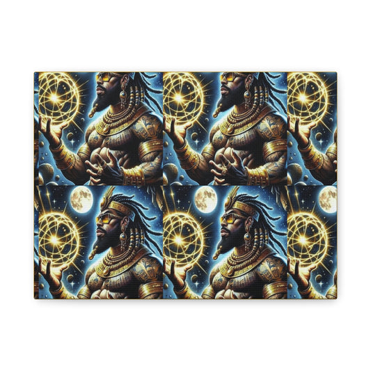 Stretched Canvas Art, Mystic Warrior Wall Decor, Unique Home Accent, Tribal Art for Living Room, Gifts for Art Lovers
